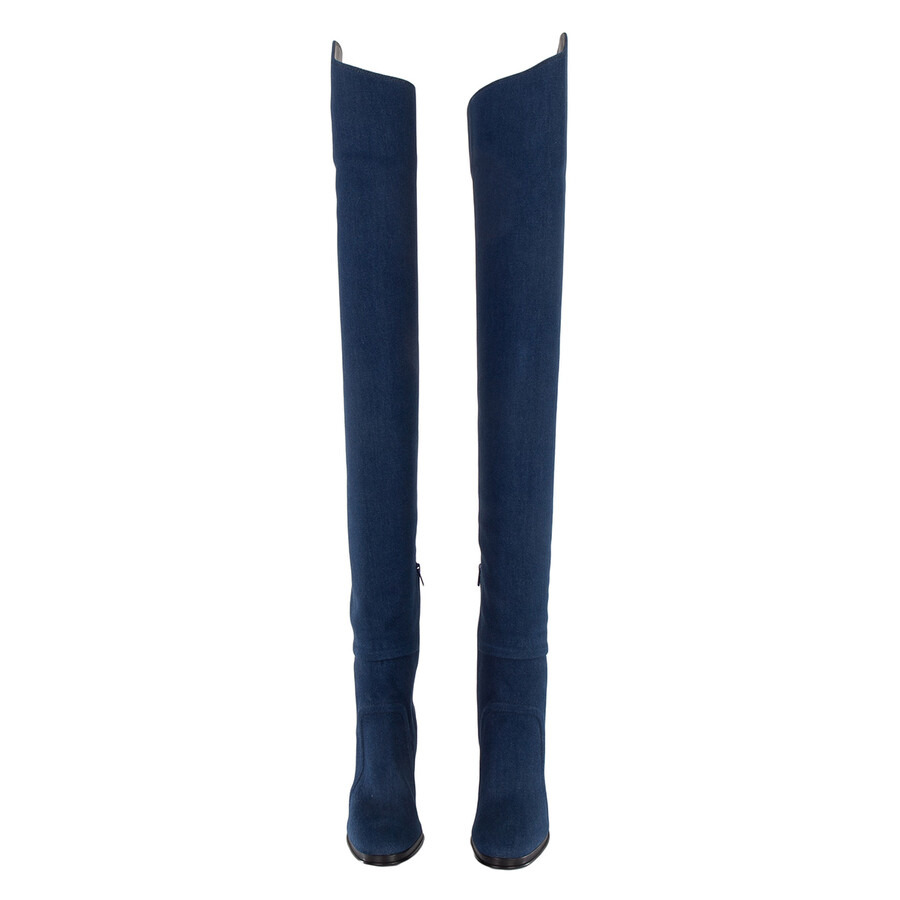 Burberry Ladies Shoreditch Denim Blue Porthole Detail Over-The-Knee Boots - 3