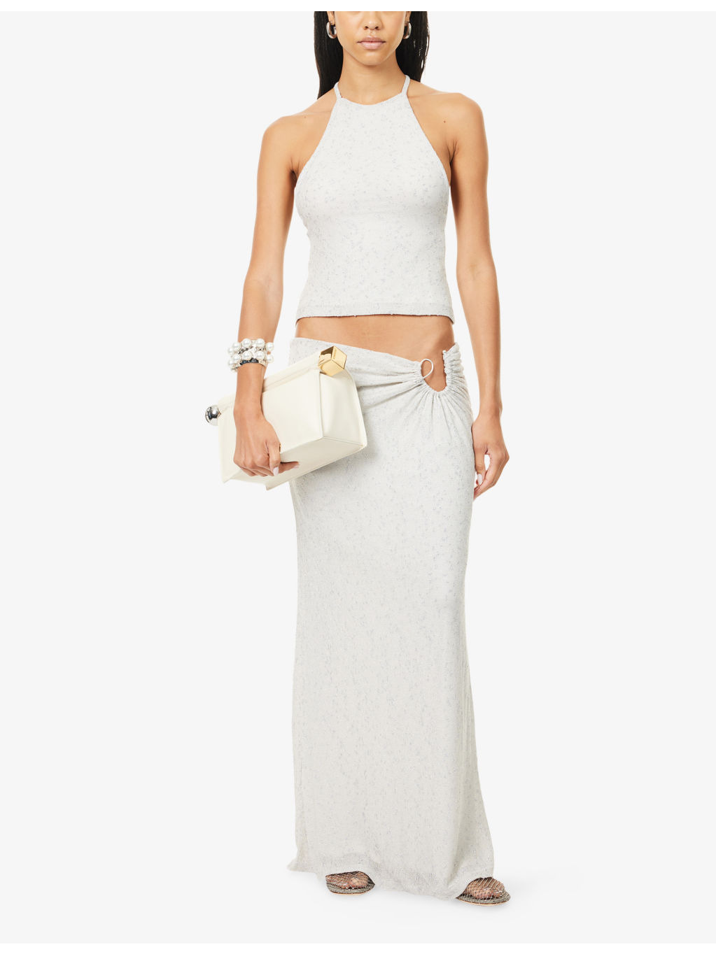 Imber Metallic Looped Knitted Maxi Skirt - 2