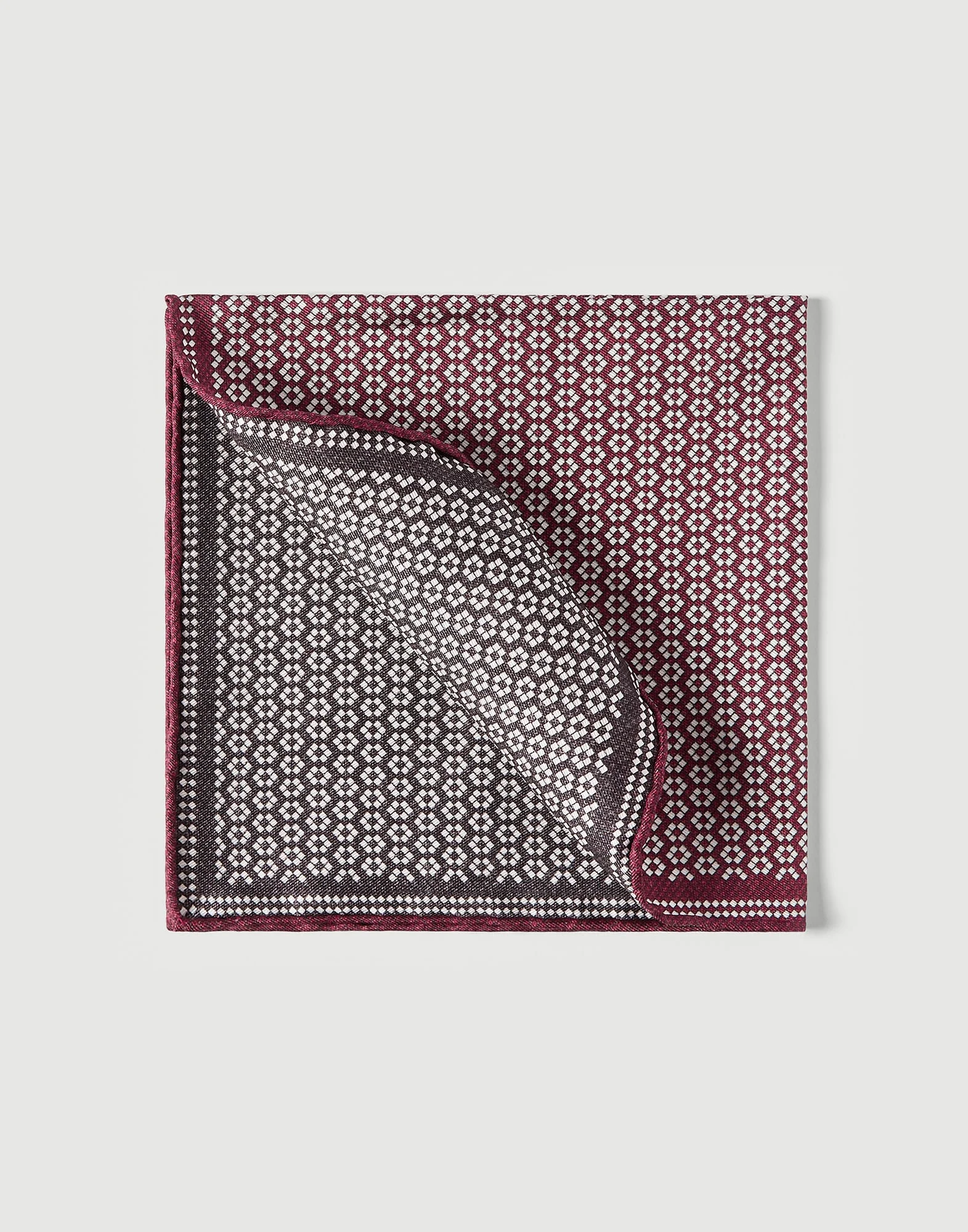 Silk geometric pattern pocket square - 1