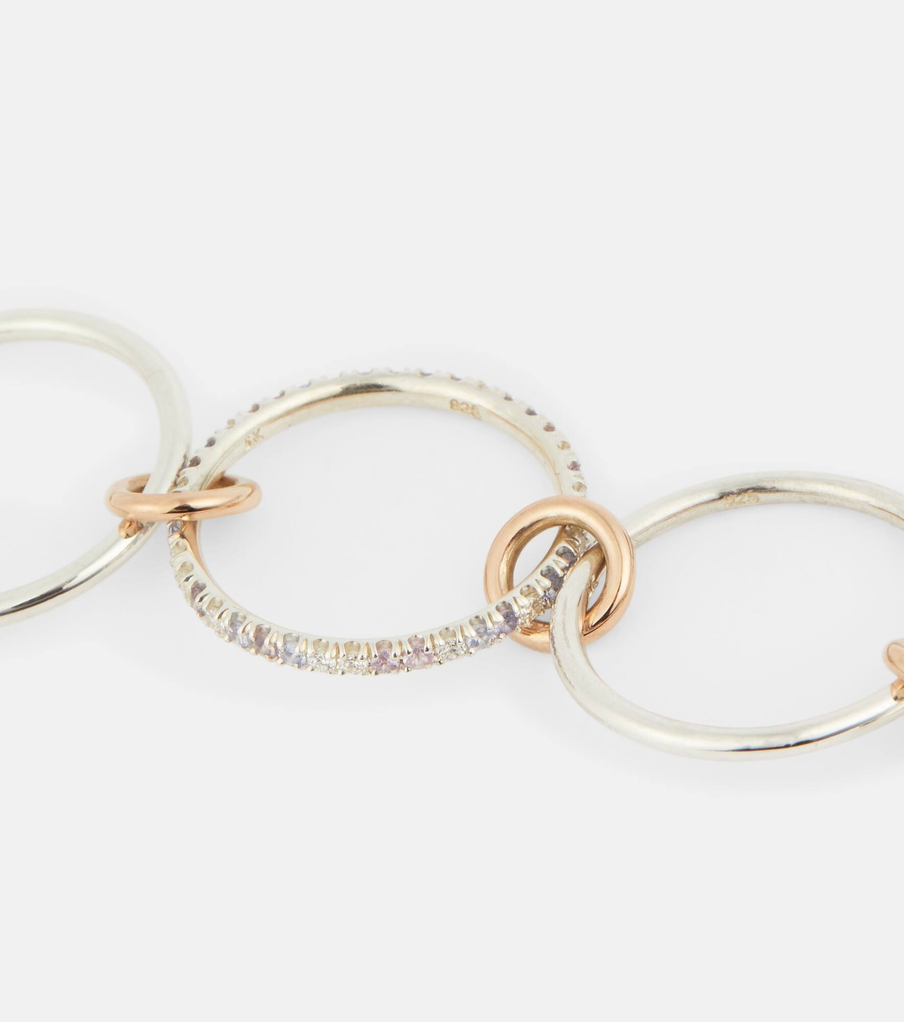 Nimbus sterling silver linked rings with sapphires, tanzanite and white diamonds - 6