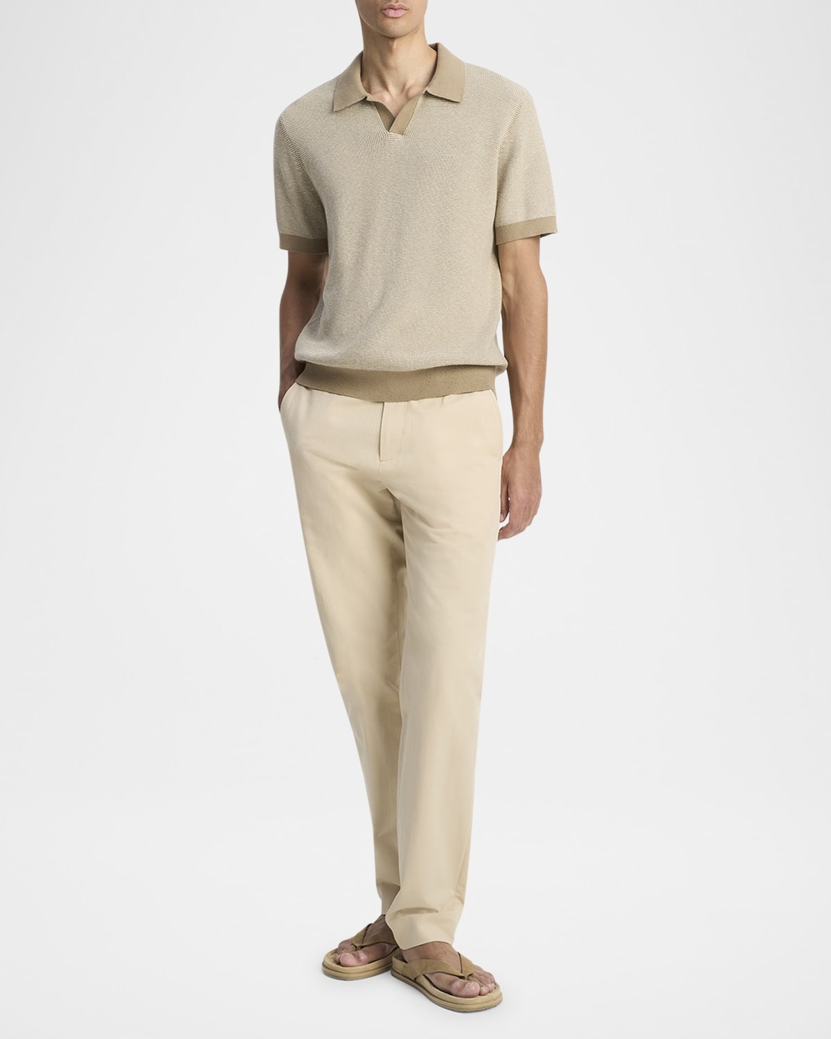 Men's Cotton and Cashmere Johnny Collar Polo Shirt - 2