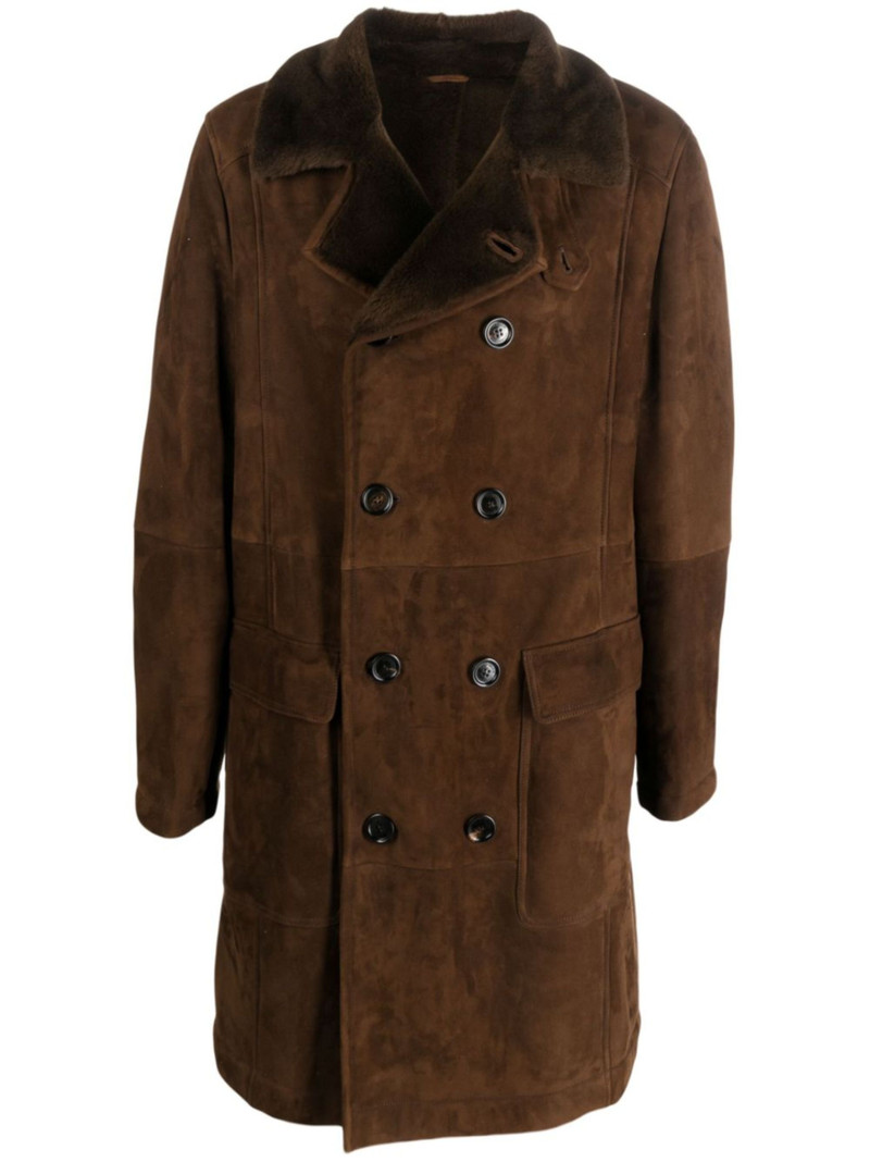 double-breasted lambskin coat 1