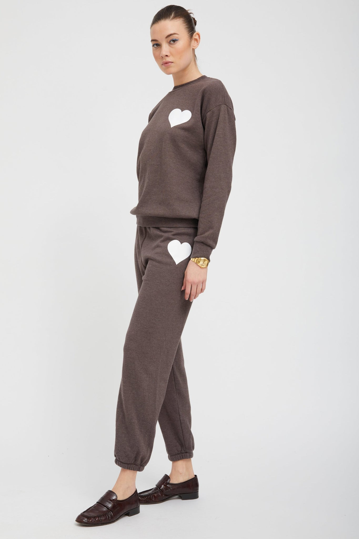 HEATHER BROWN HEART SWEATSHIRT - 2