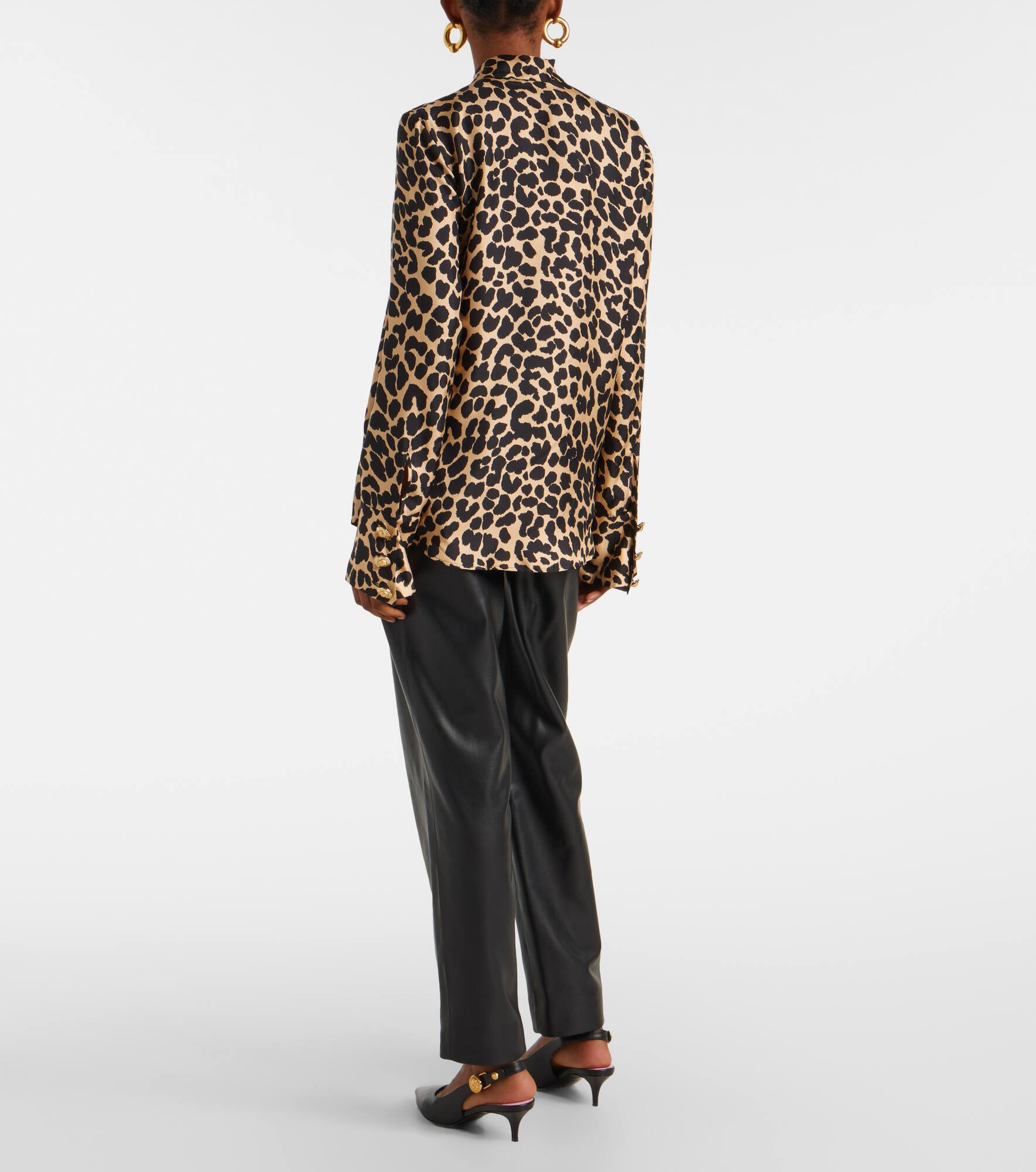 Leopard-print ruffled silk shirt - 3