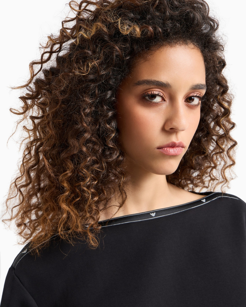 Double jersey boat neck sweatshirt with eagle logo tape 5