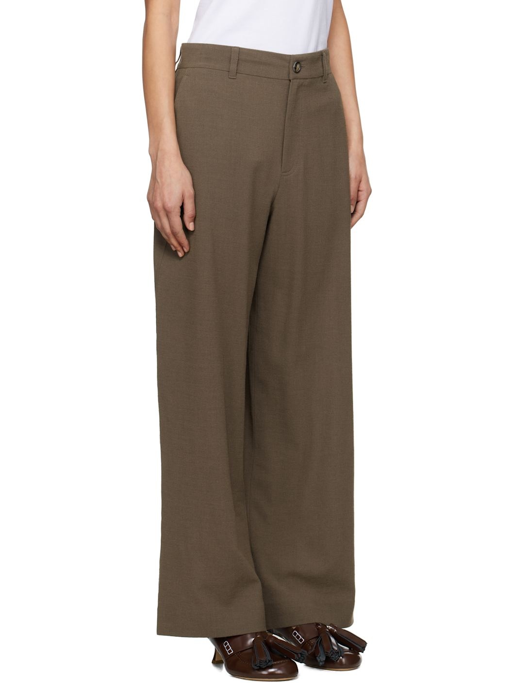 Brown Straight Leg Trousers - 2