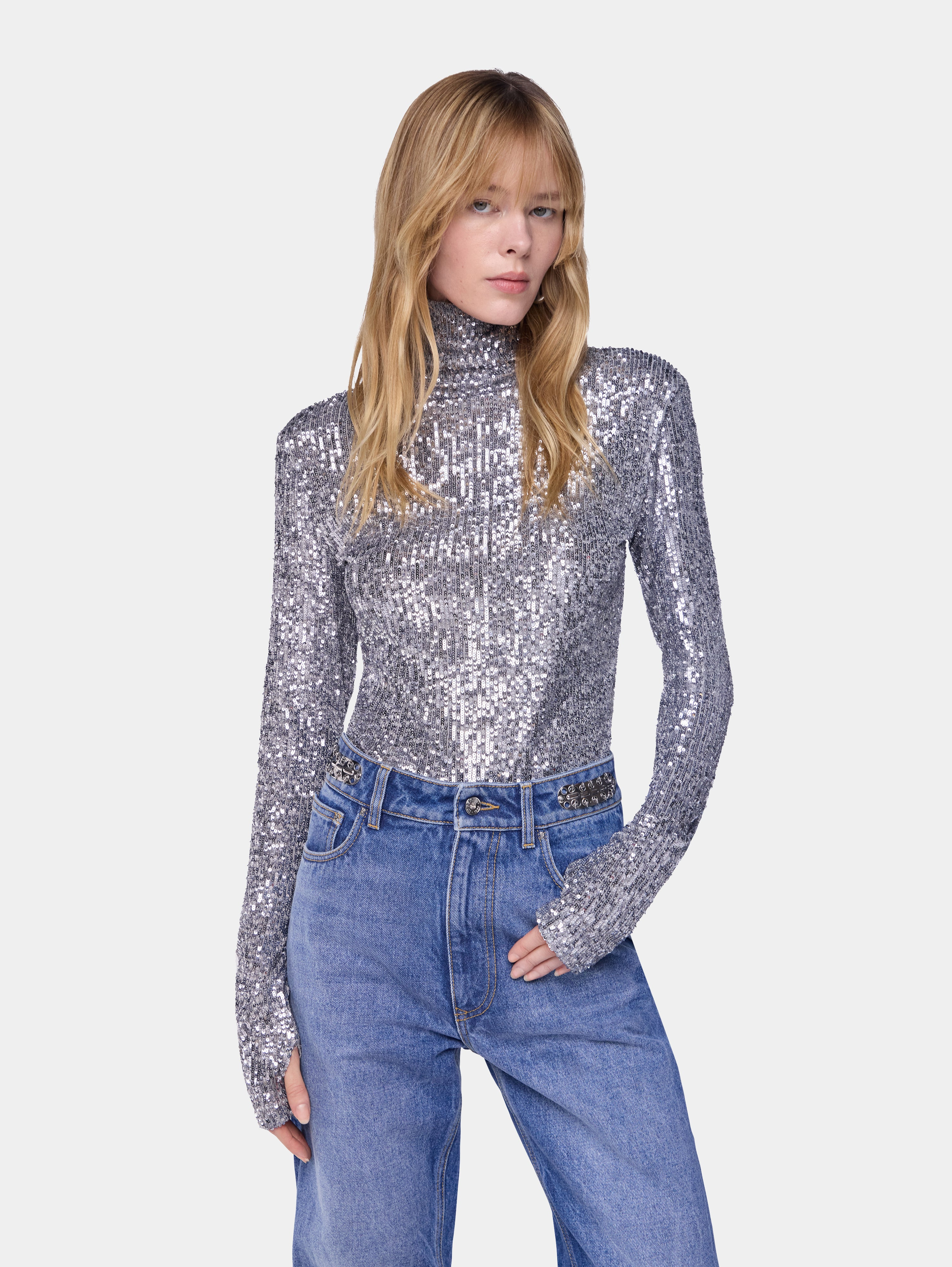 TURTLENECK TOP IN SEQUINS - 4