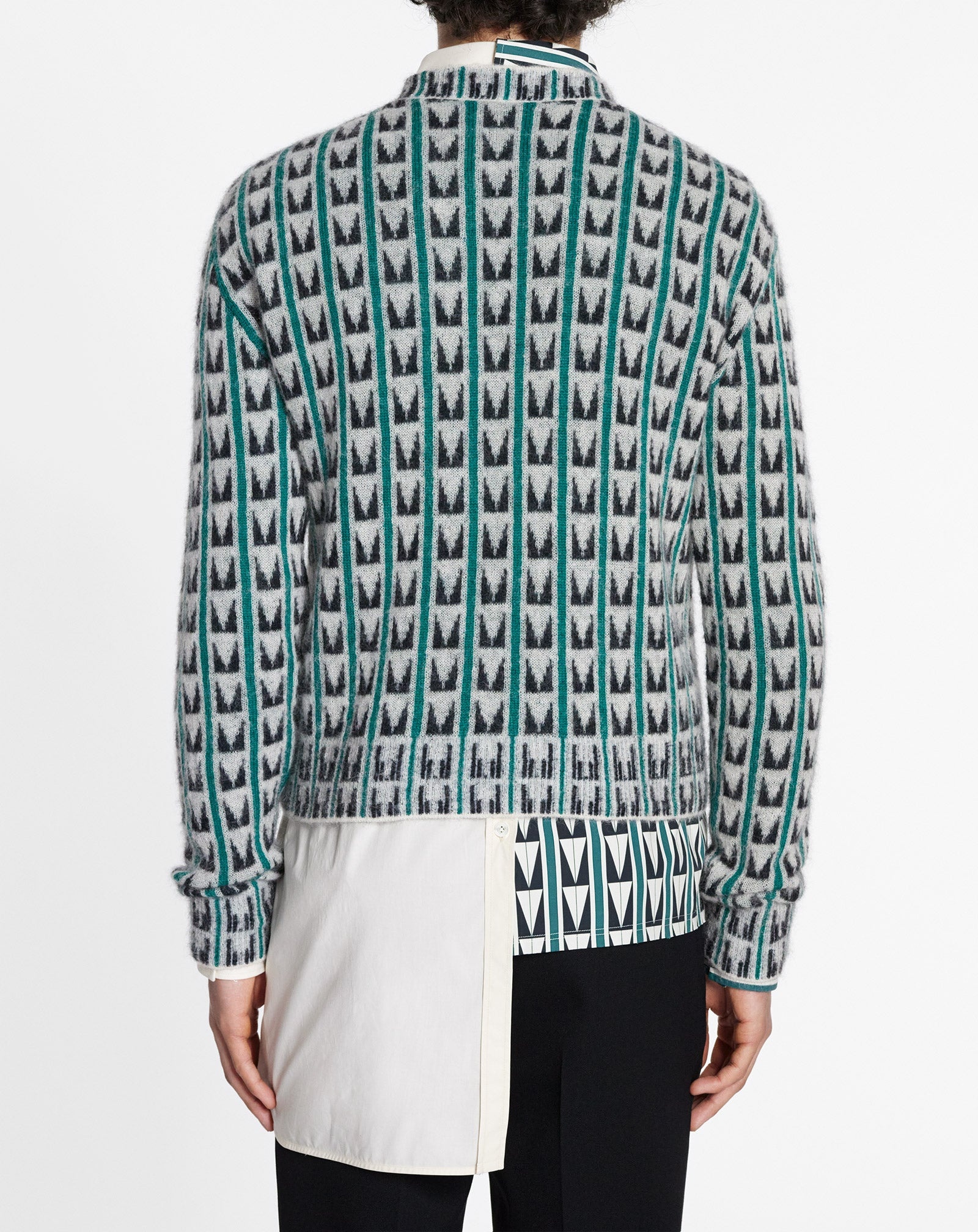 ROUND NECK JACQUARD SWEATER WITH ART DECO-INSPIRED TRIANGLES - 4