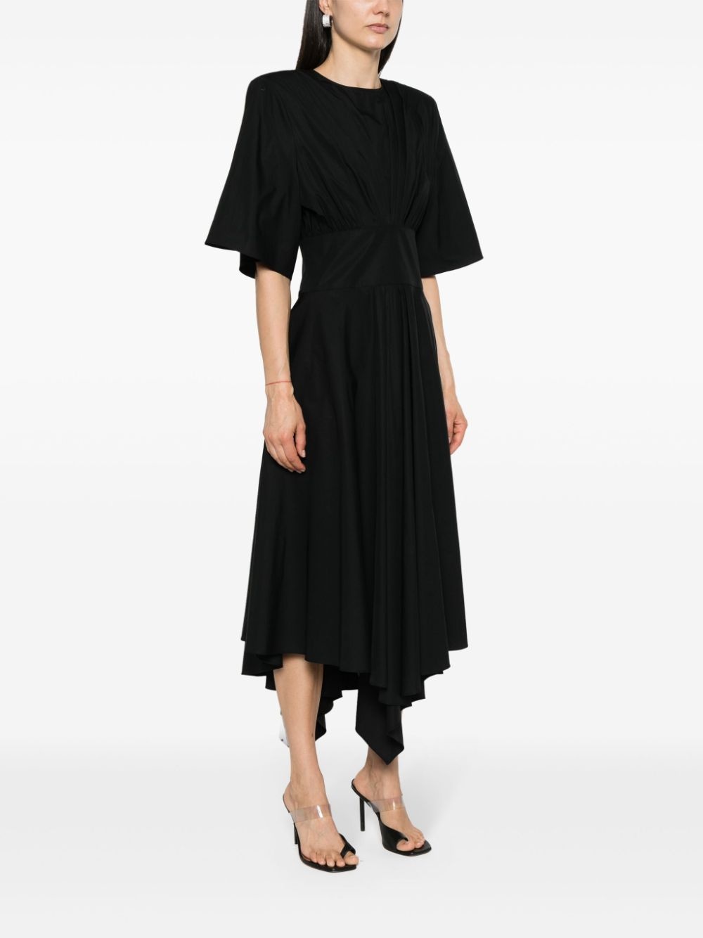 poplin shoulder-pads midi dress - 3