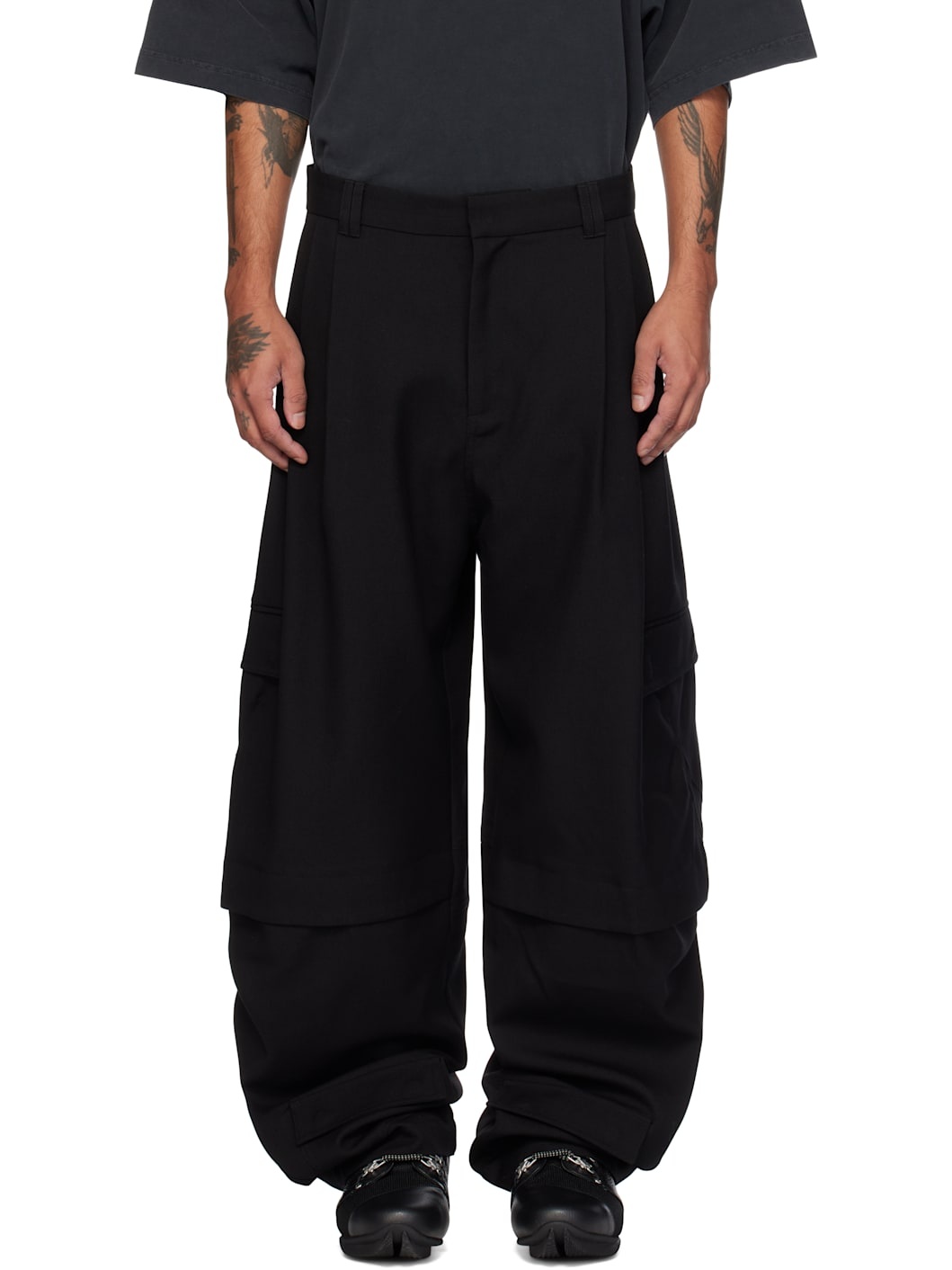 Black Cassell Layered Cargo Pants - 1
