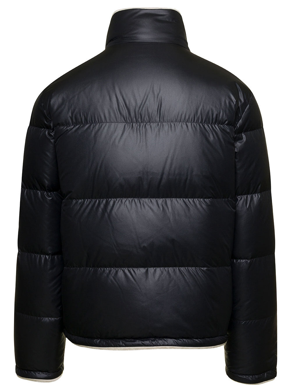 Saint Laurent Men Black Down Jacket With Stand Collar And Logo Embroidery In Nylon Man - 2