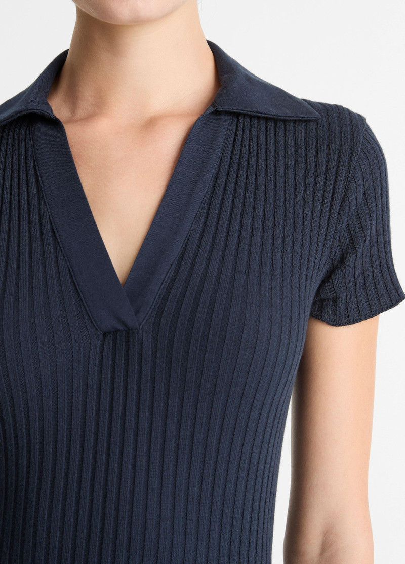 Ribbed Cotton-Blend Polo Dress 4