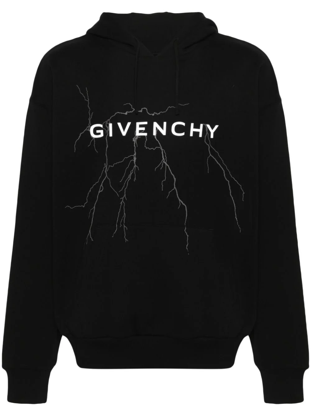 thunderbolt-print cotton hoodie - 1