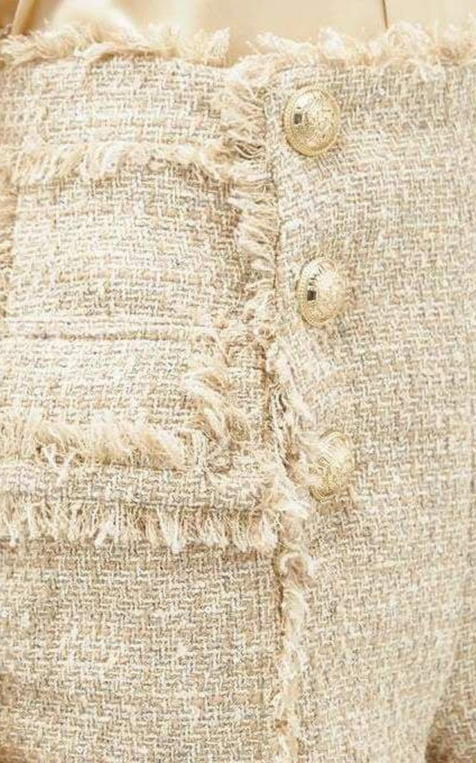 High-rise cotton-blend tweed shorts - 5