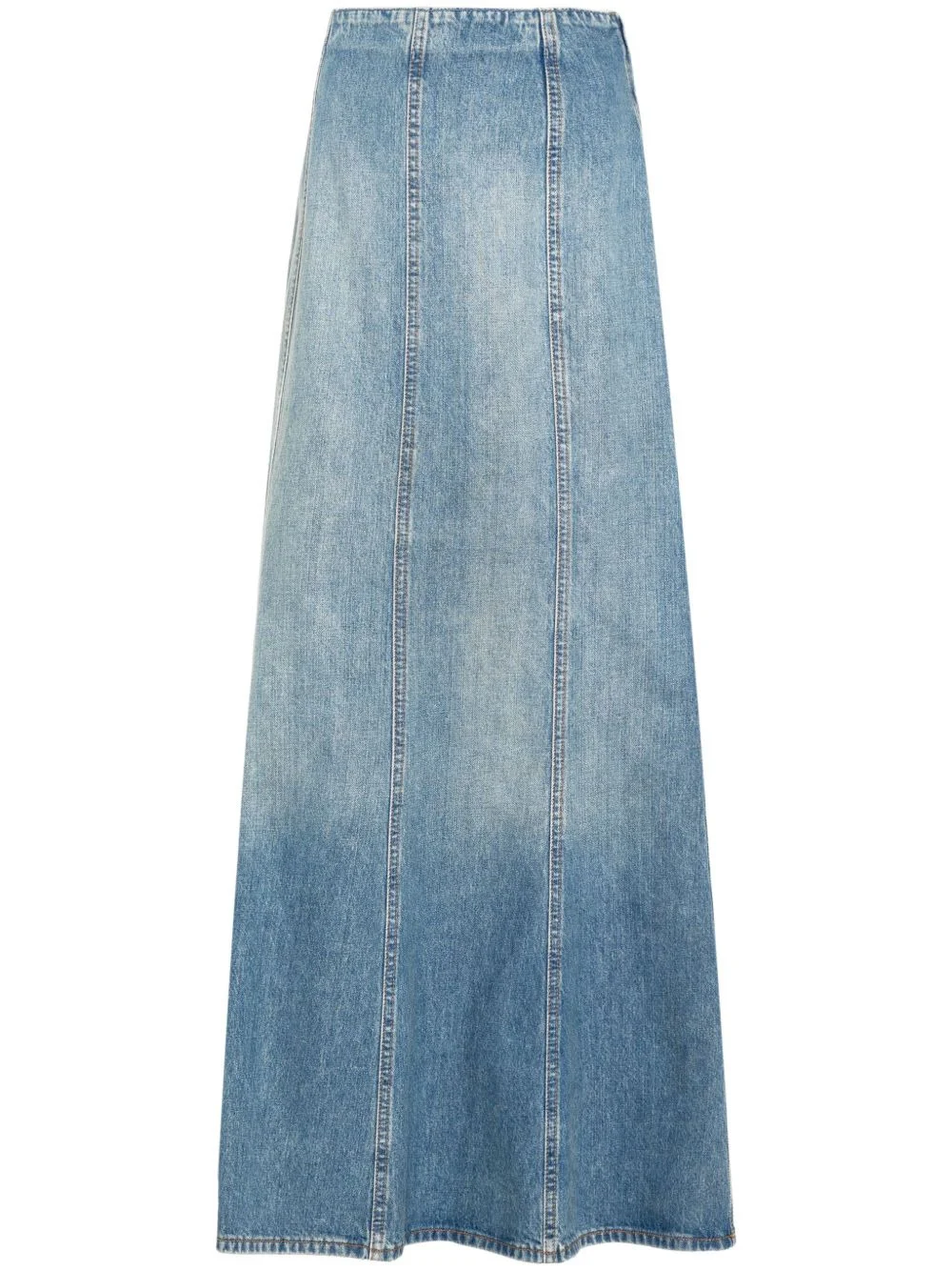 seamed denim midi skirt - 1