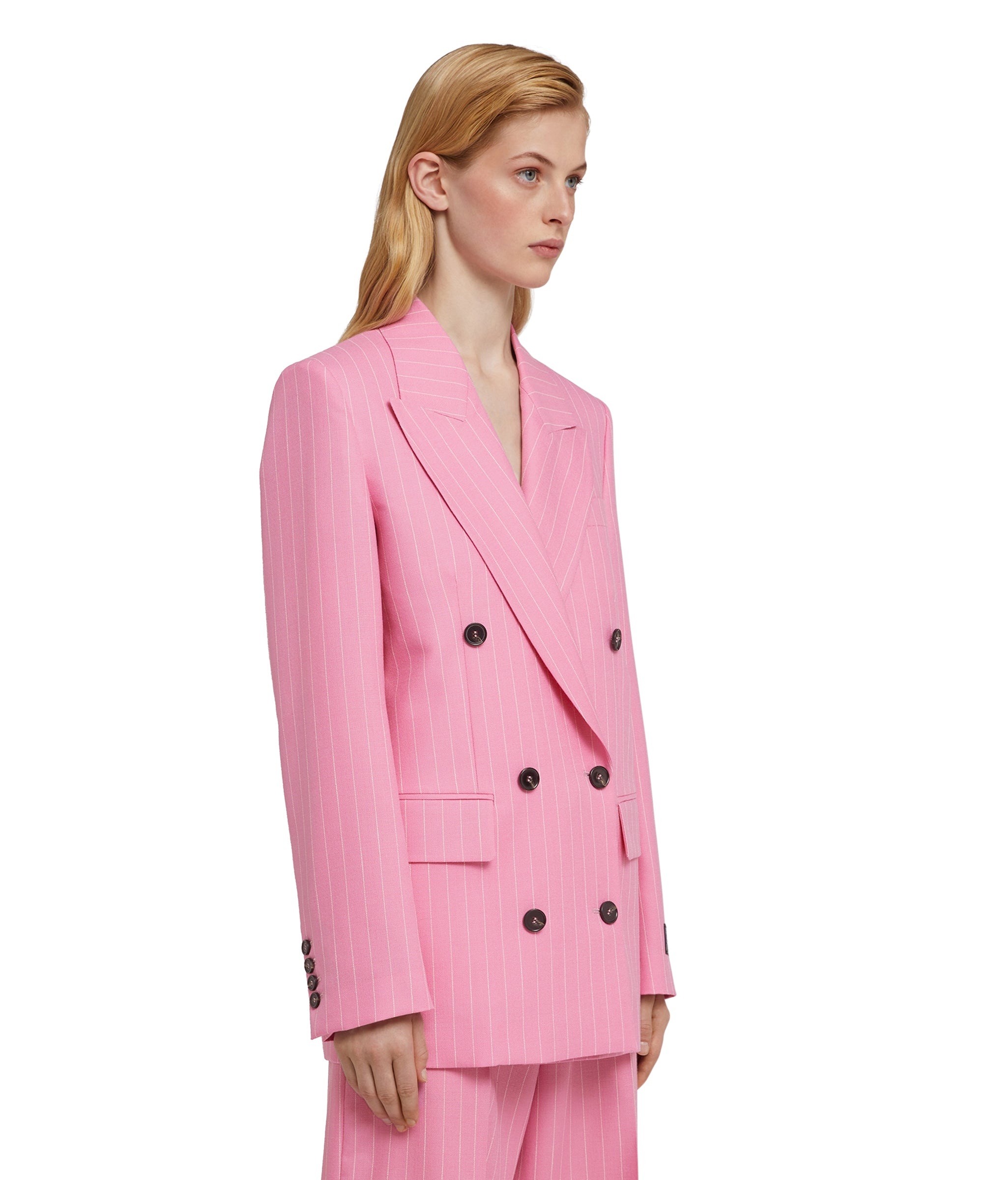 Double-breasted wool jacket with "Pinstripe Wool" motif - 4