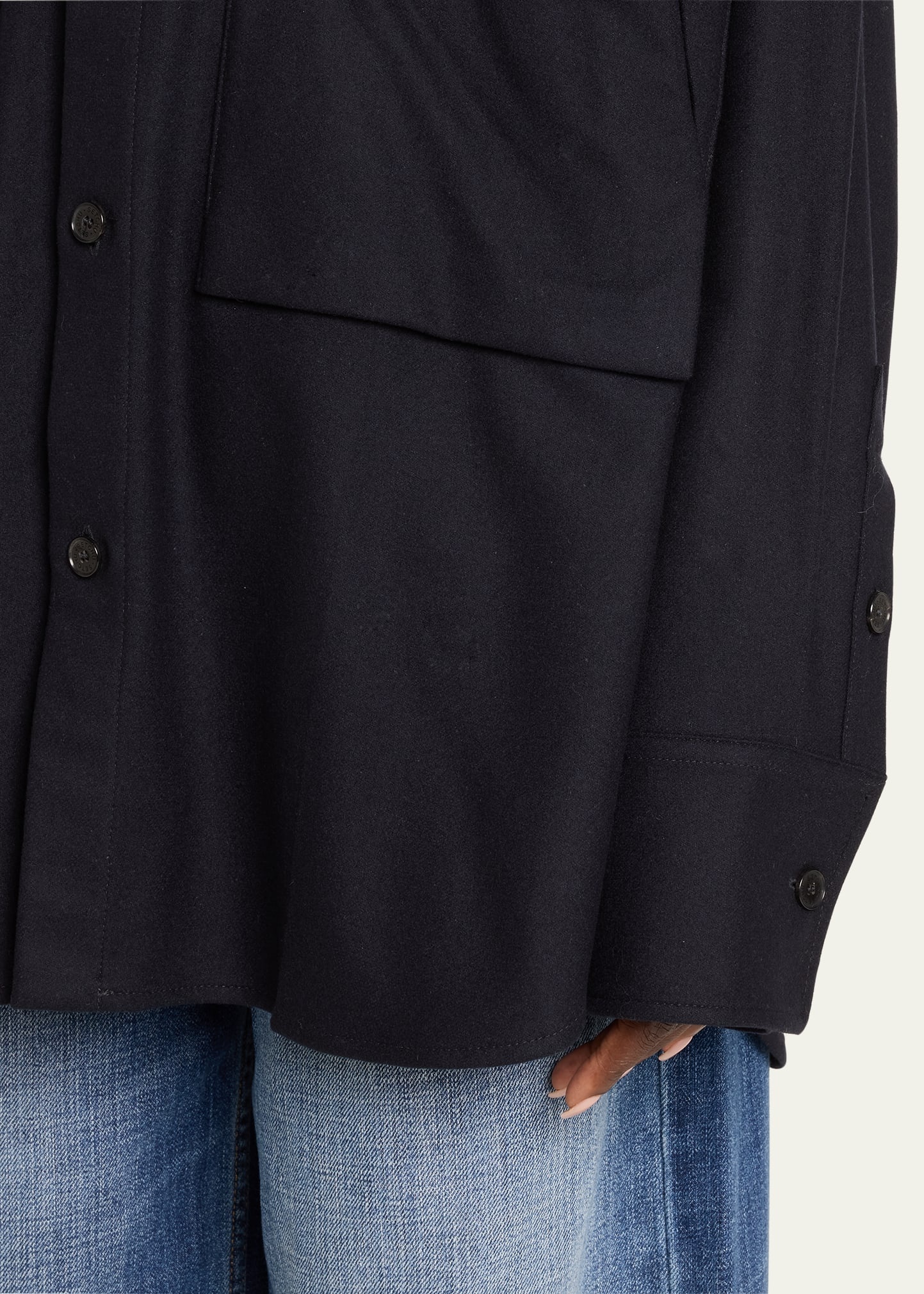 Oversized Button Down Wool Cashmere Top - 5