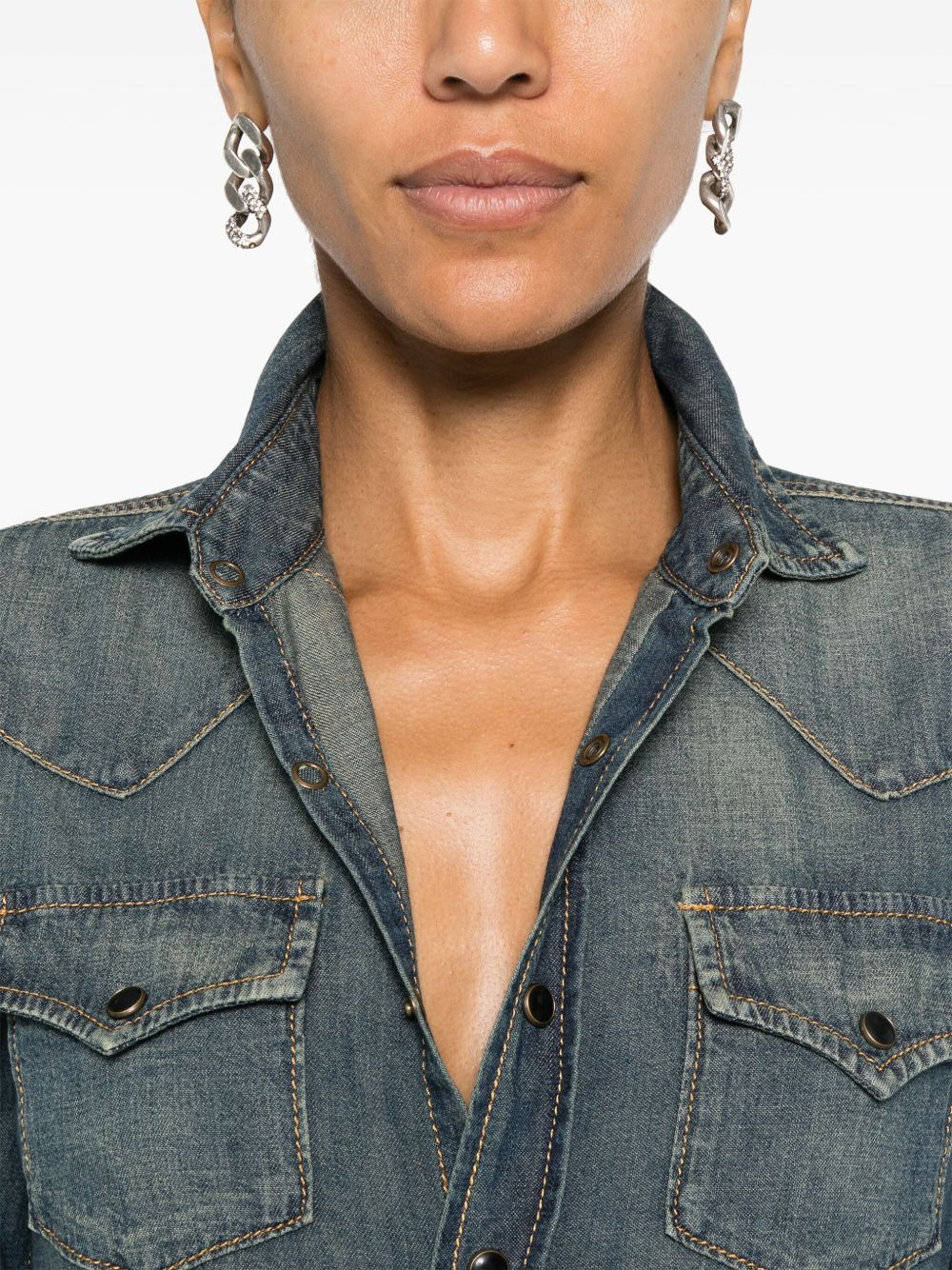 press-stud denim shirt - 5