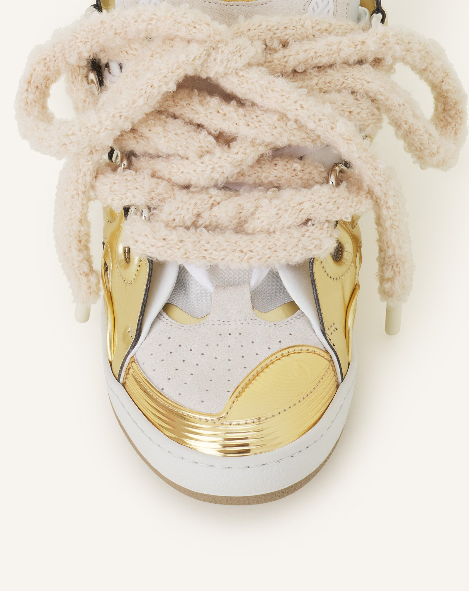 CURB METALLIC LEATHER SNEAKERS WITH MESH LACES - 5