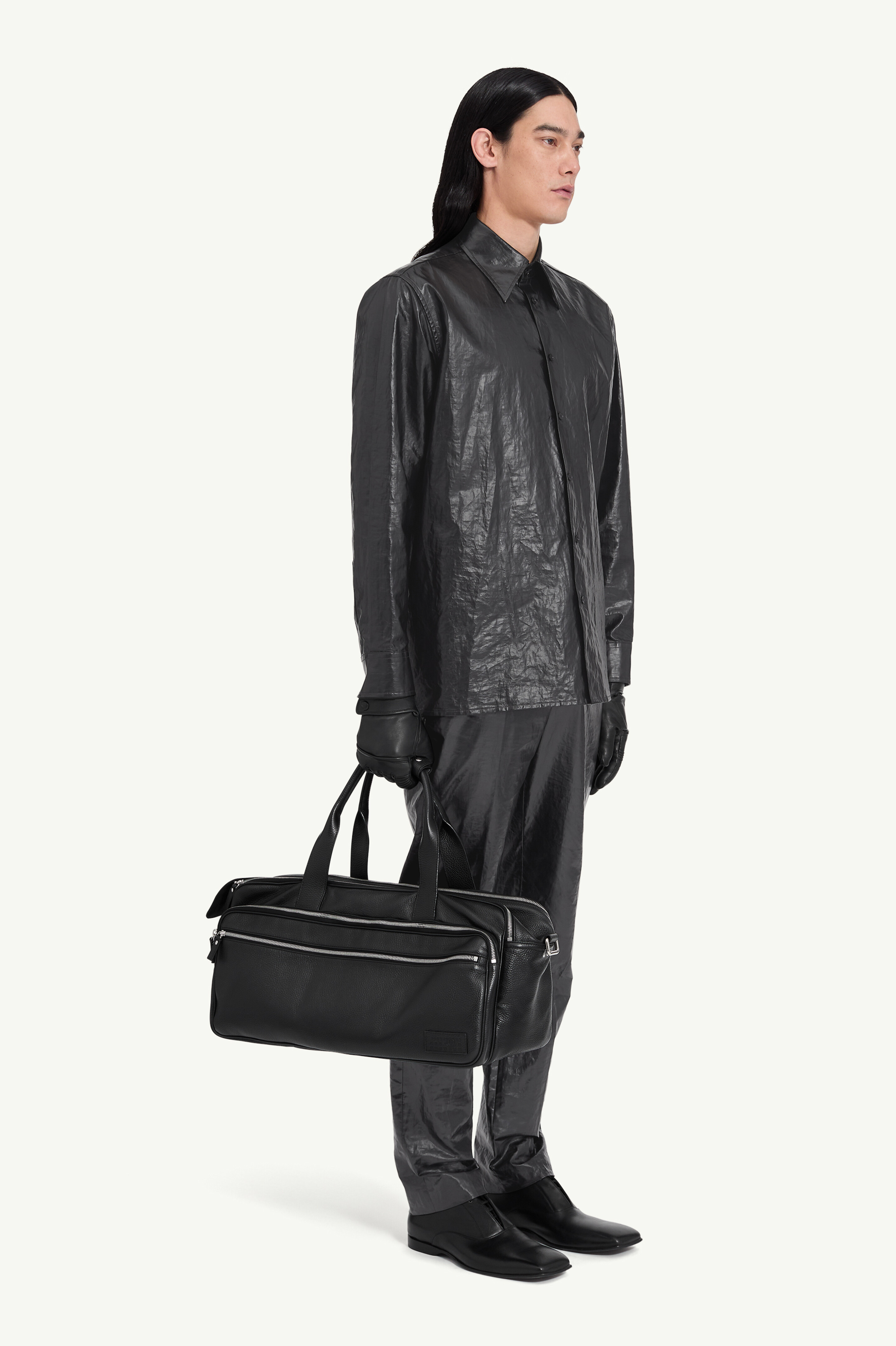 Shiny coated linen shirt - 3