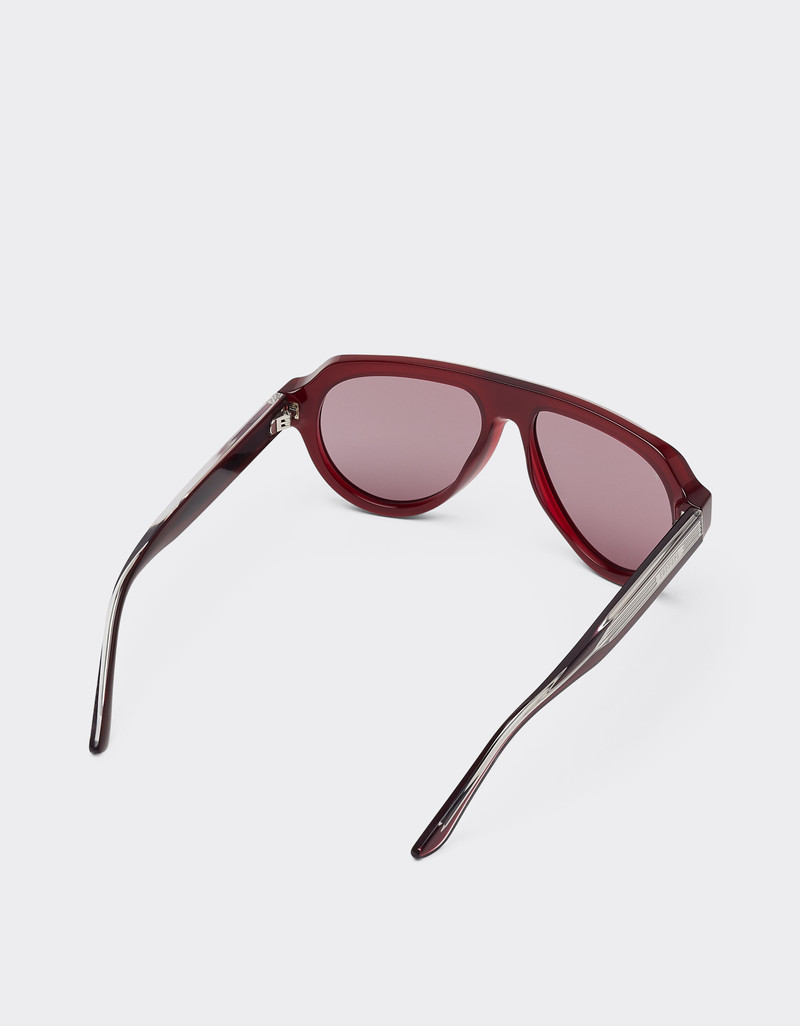 Ferrari sunglasses in opal red acetate with gold mirrored purple polarized lenses 6
