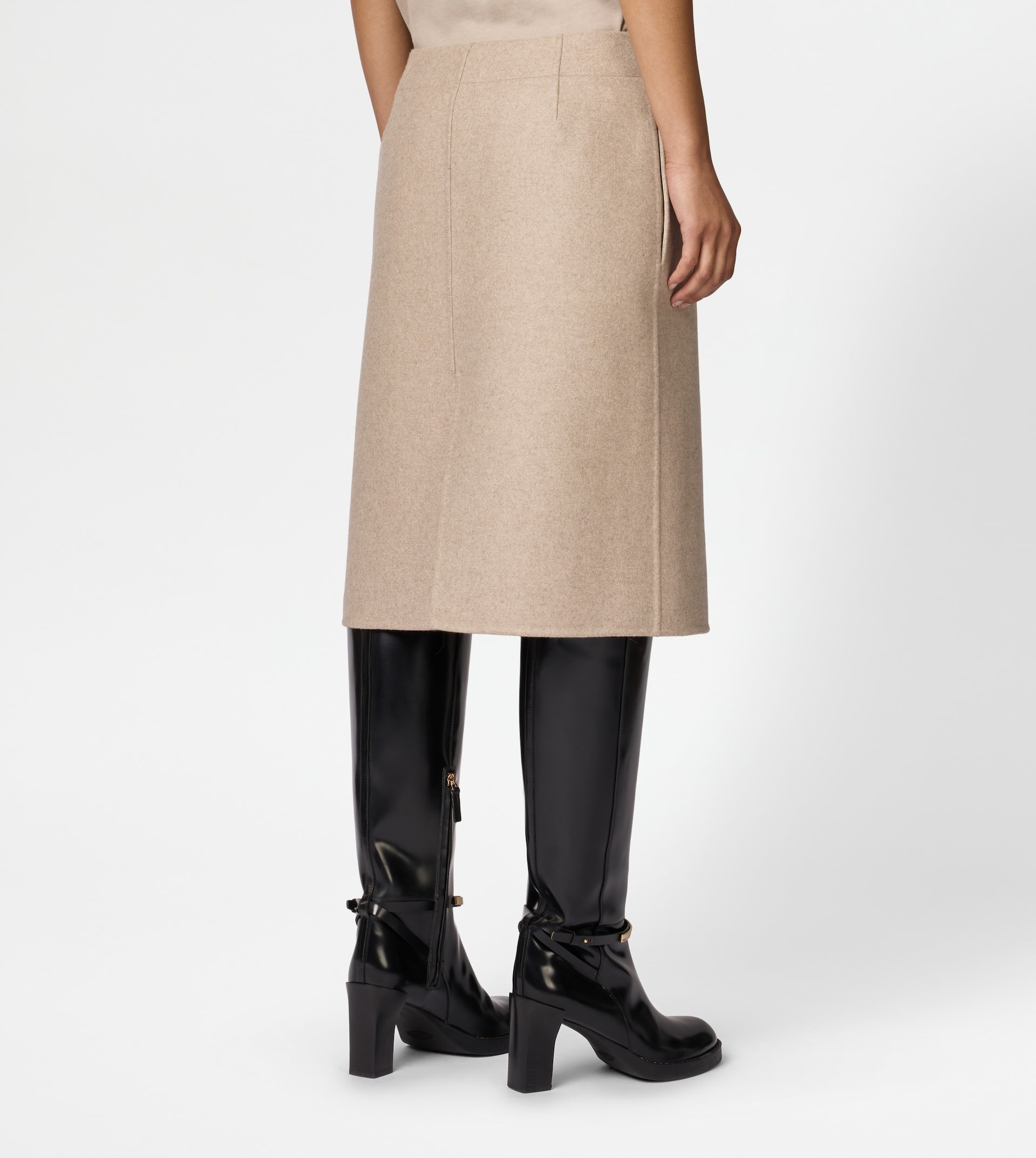 SKIRT IN DOUBLE CASHMERE - BEIGE - 4