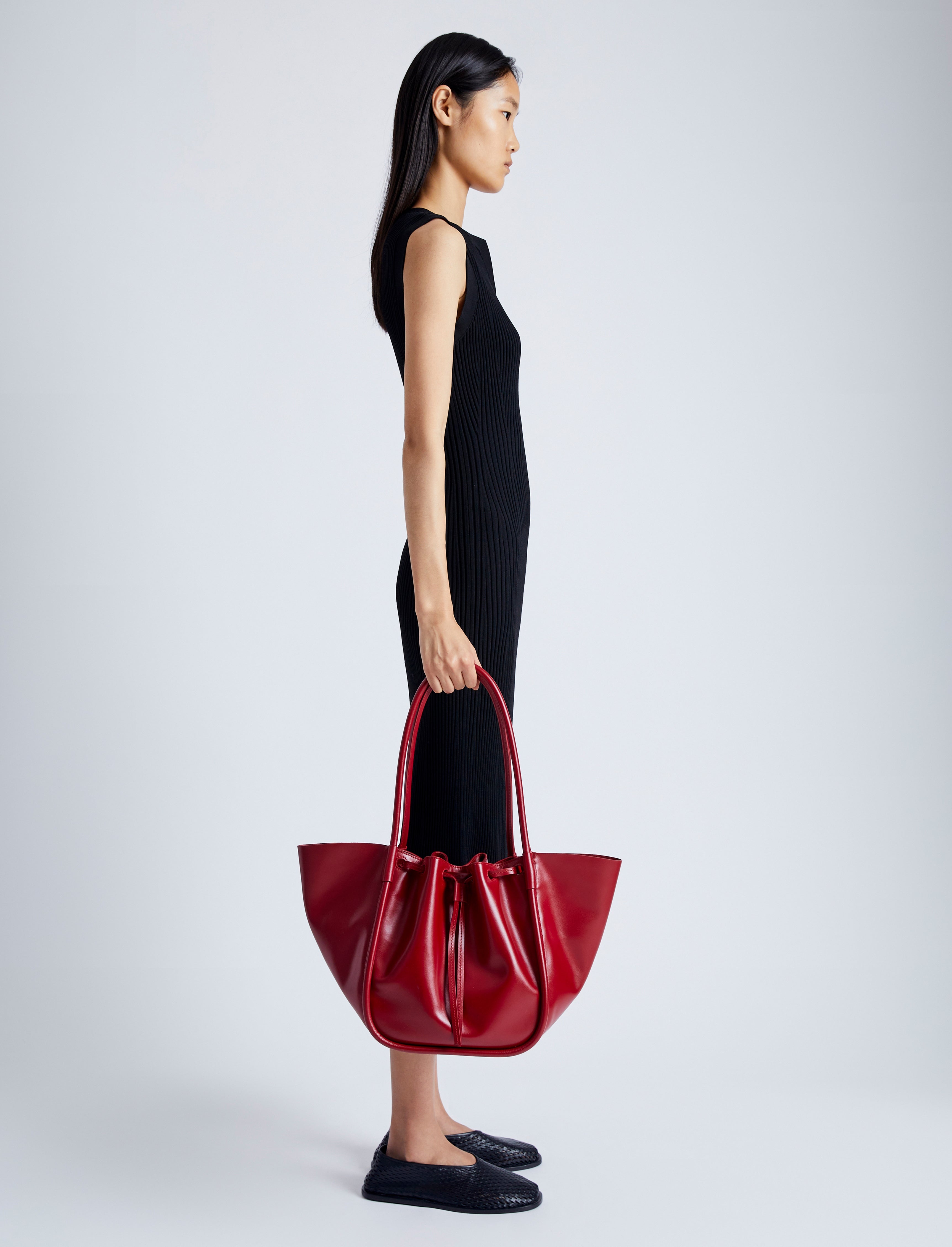 Large Ruched Tote in Shiny Calf - 2