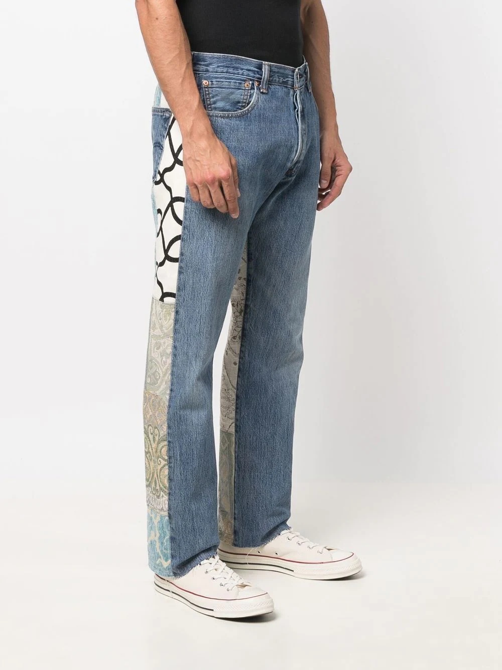 mix-print straight jeans - 3