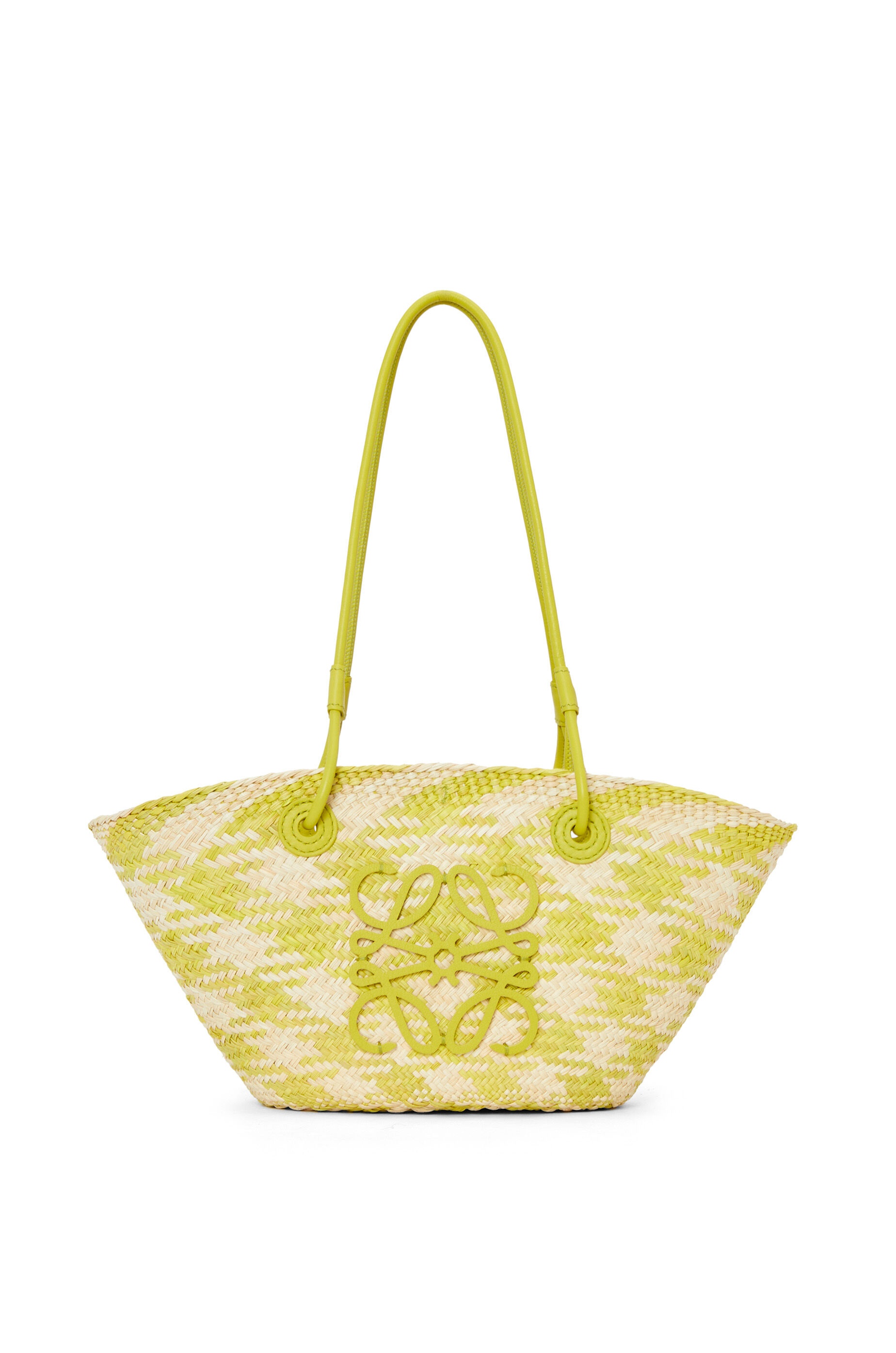 Small Anagram Basket bag in iraca palm and calfskin - 1
