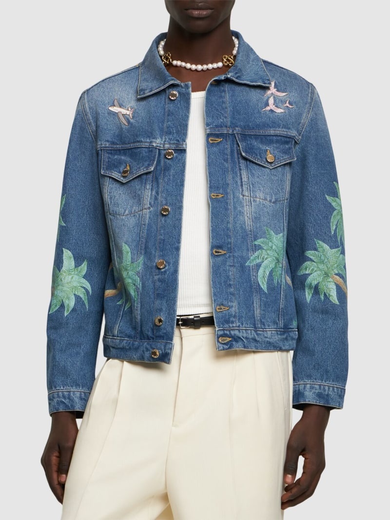 Printed & embroidered denim jacket - 3