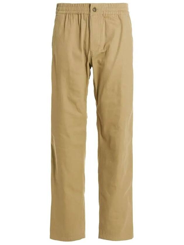 Elastic Waistband Straight Pants Beige - 2