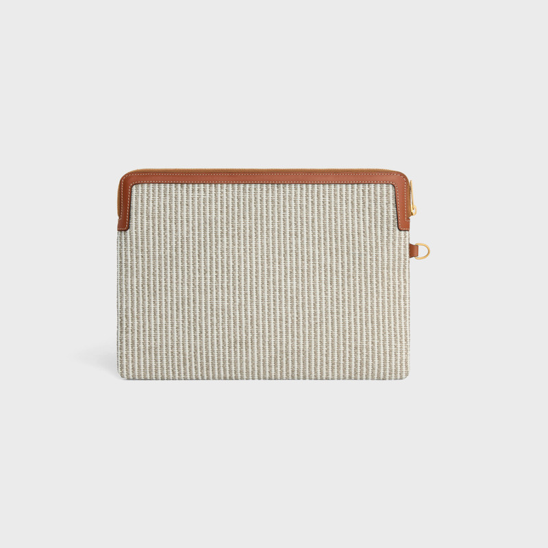 SMALL POUCH WITH STRAP CUIR TRIOMPHE IN STRIPED TEXTILE AND CALFSKIN 4
