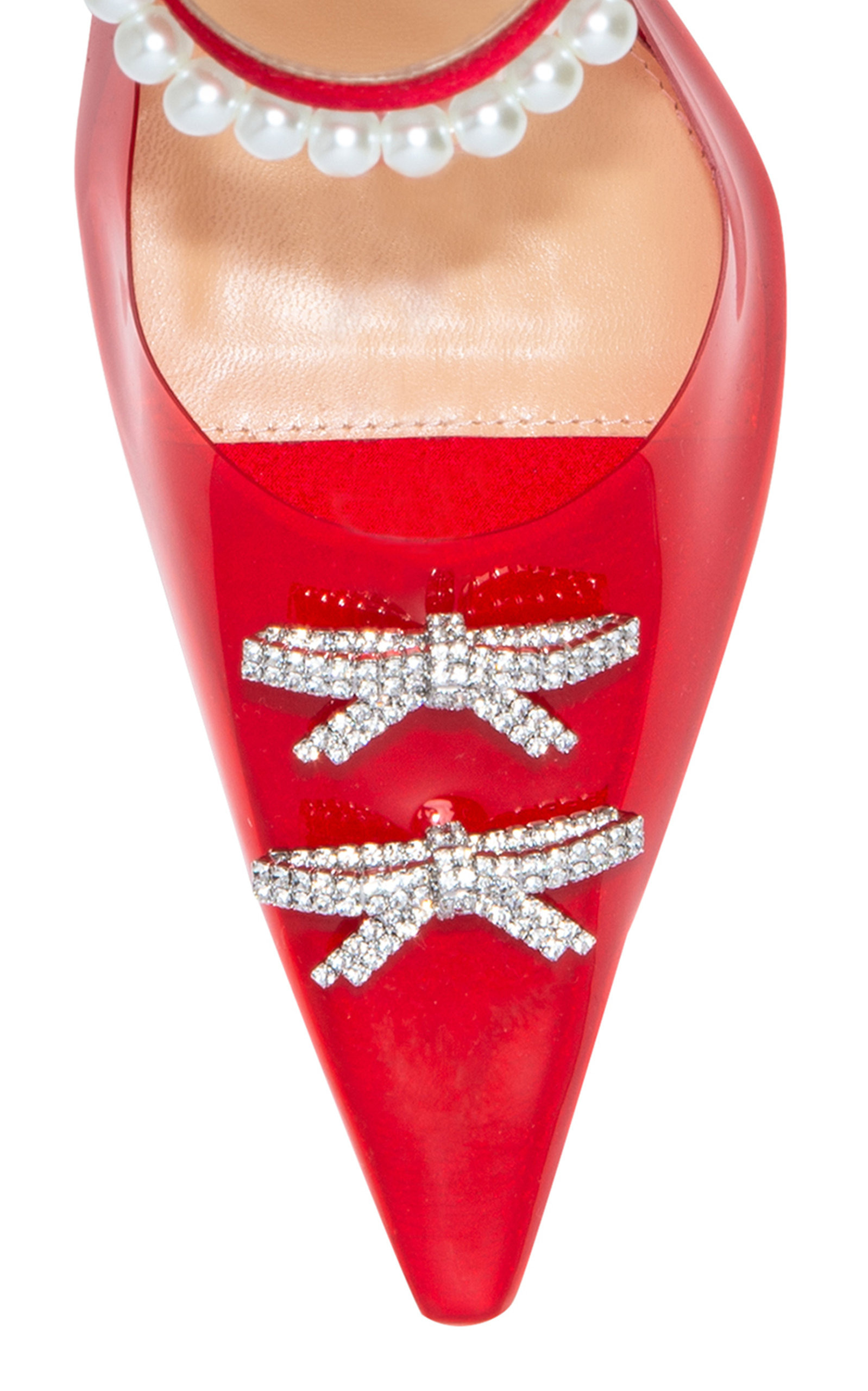 Matilda Mini Bow Embellished PVC Pumps red - 6