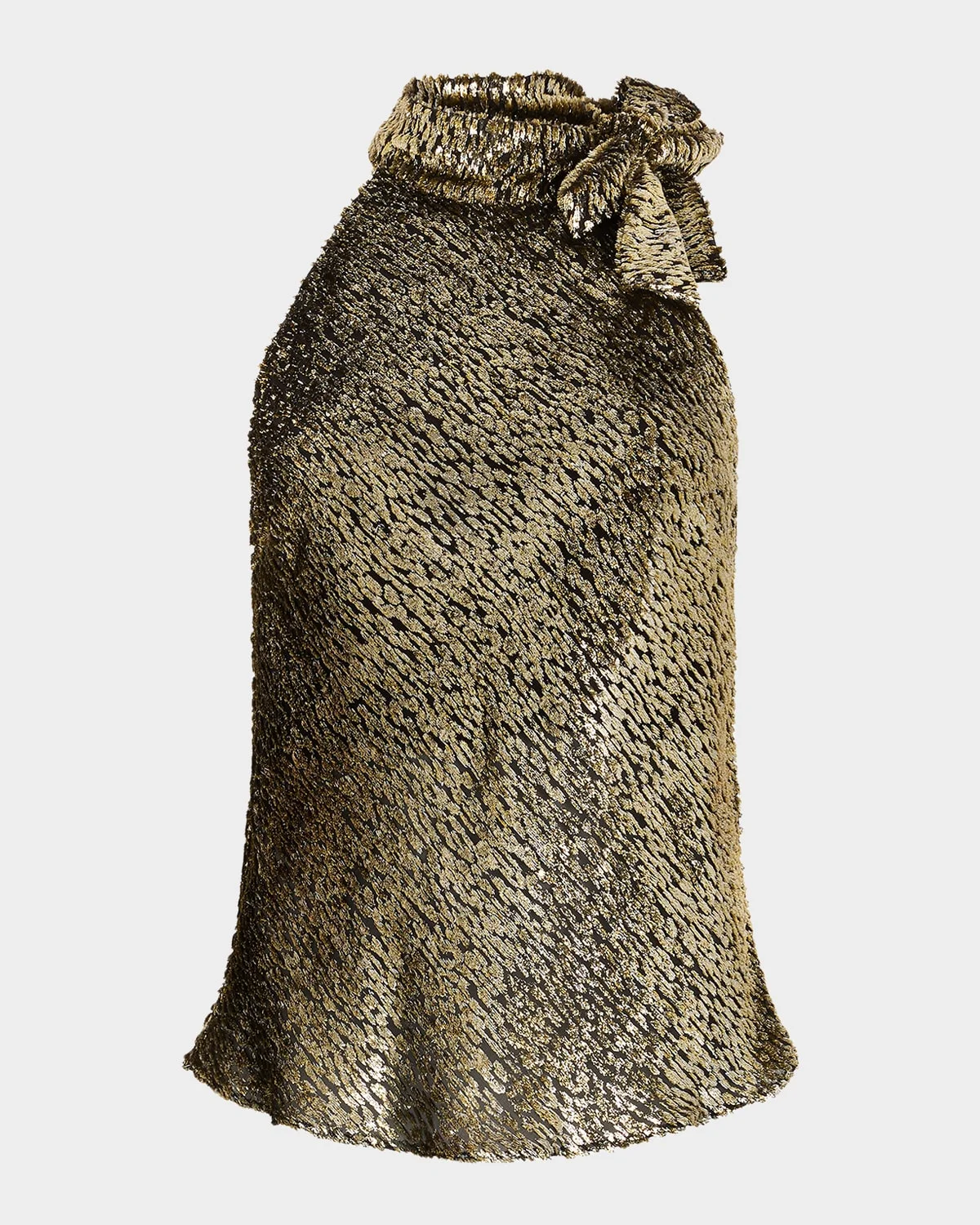 Textured Metallic Jacquard Halter Top - 1