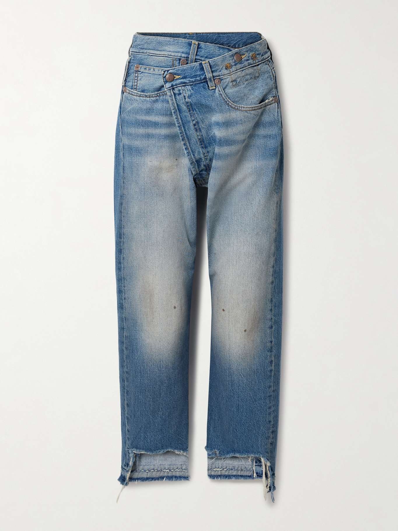 Crossover asymmetric distressed boyfriend jeans - 1