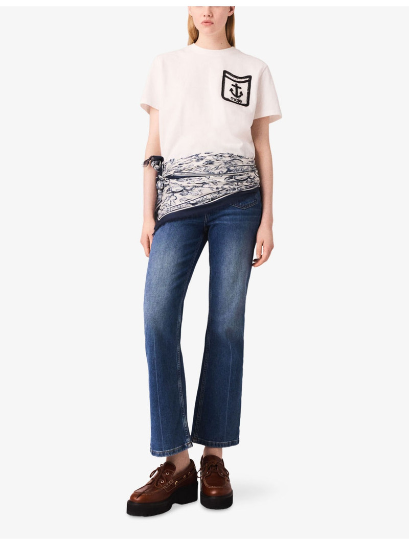 maje Crochet-Pocket Short-Sleeve Cotton T-Shirt outlook