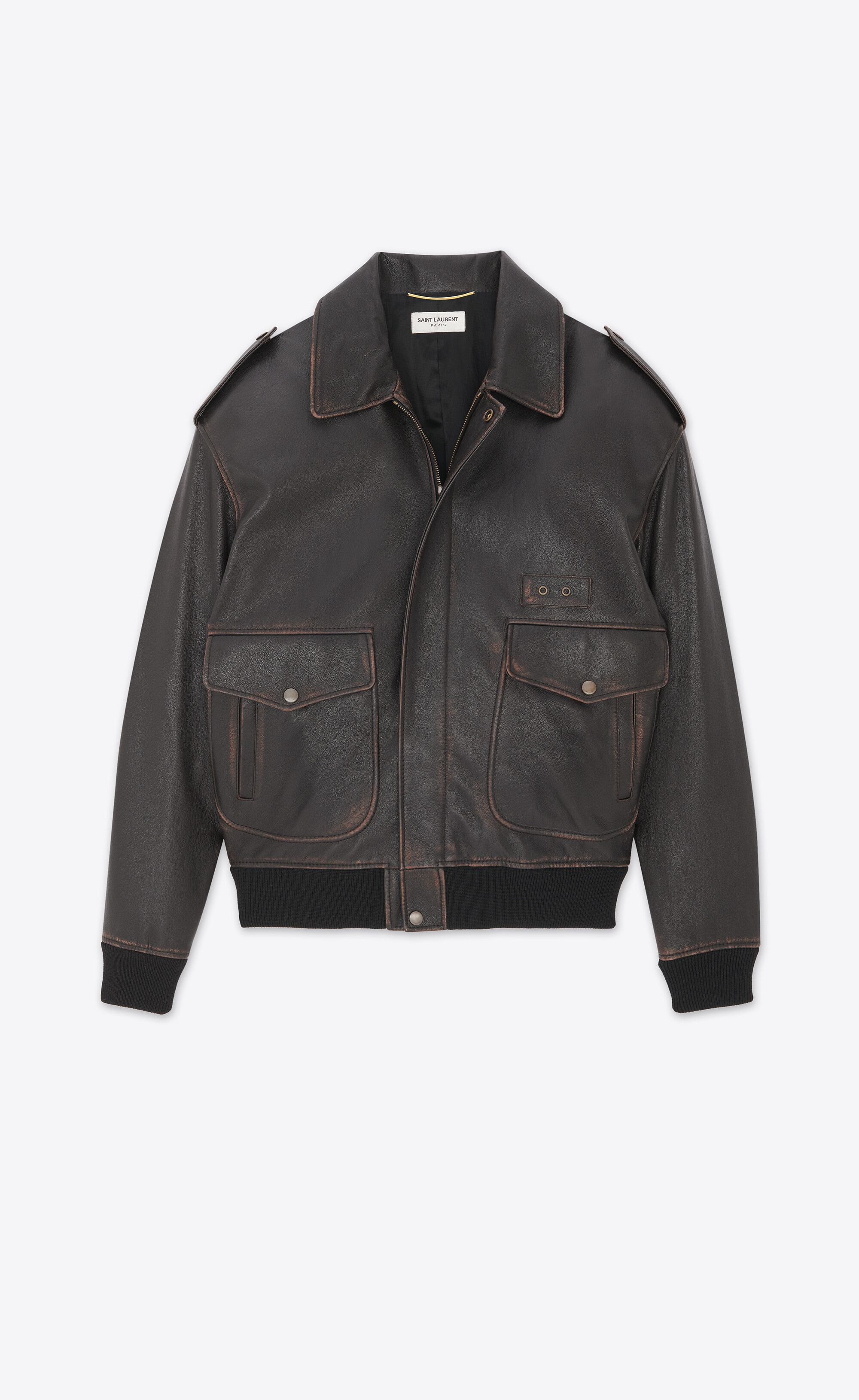 SAINT LAURENT aviator jacket in vintage grained lambskin REVERSIBLE