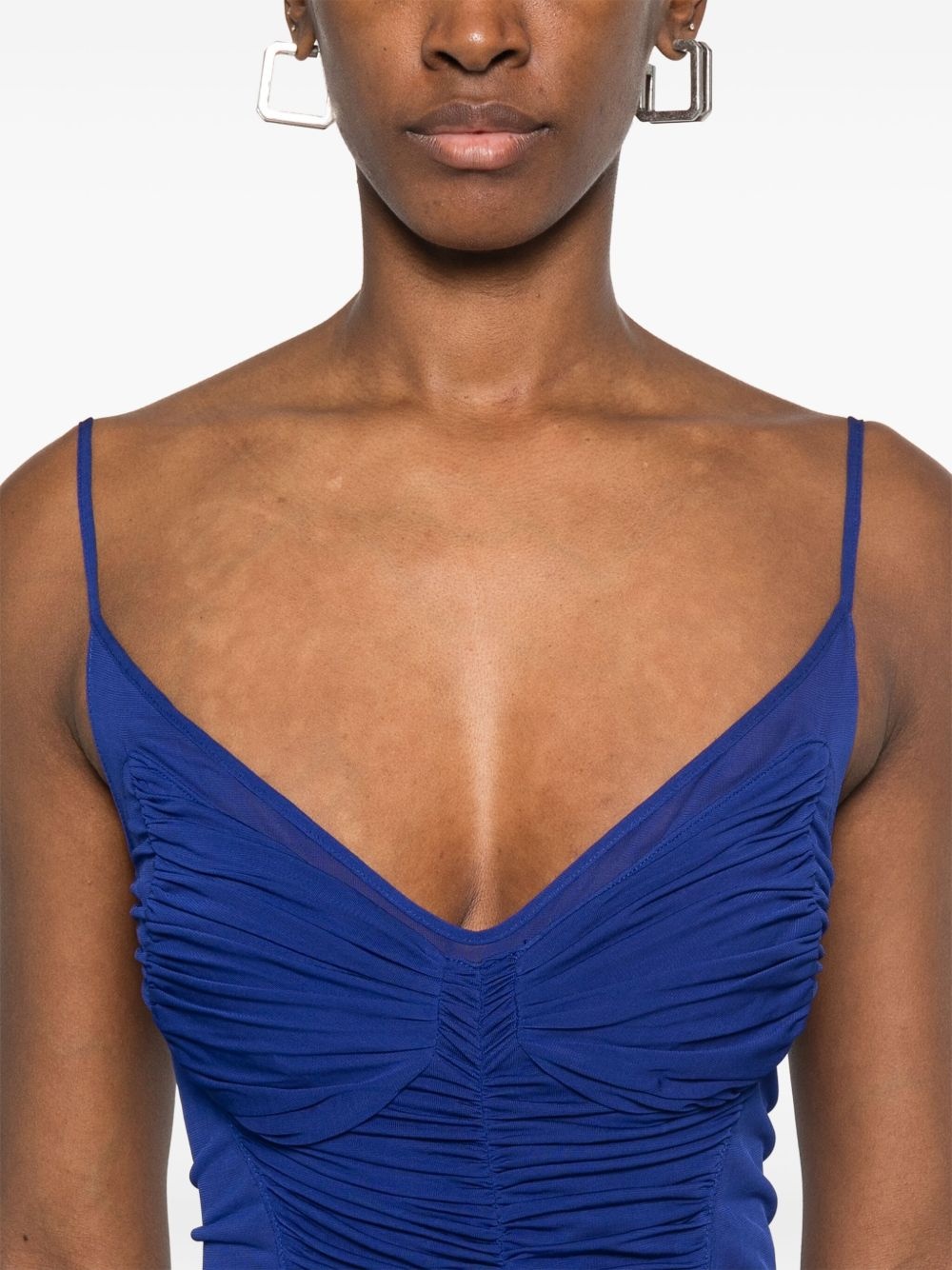 ruched sheer midi dress - 5