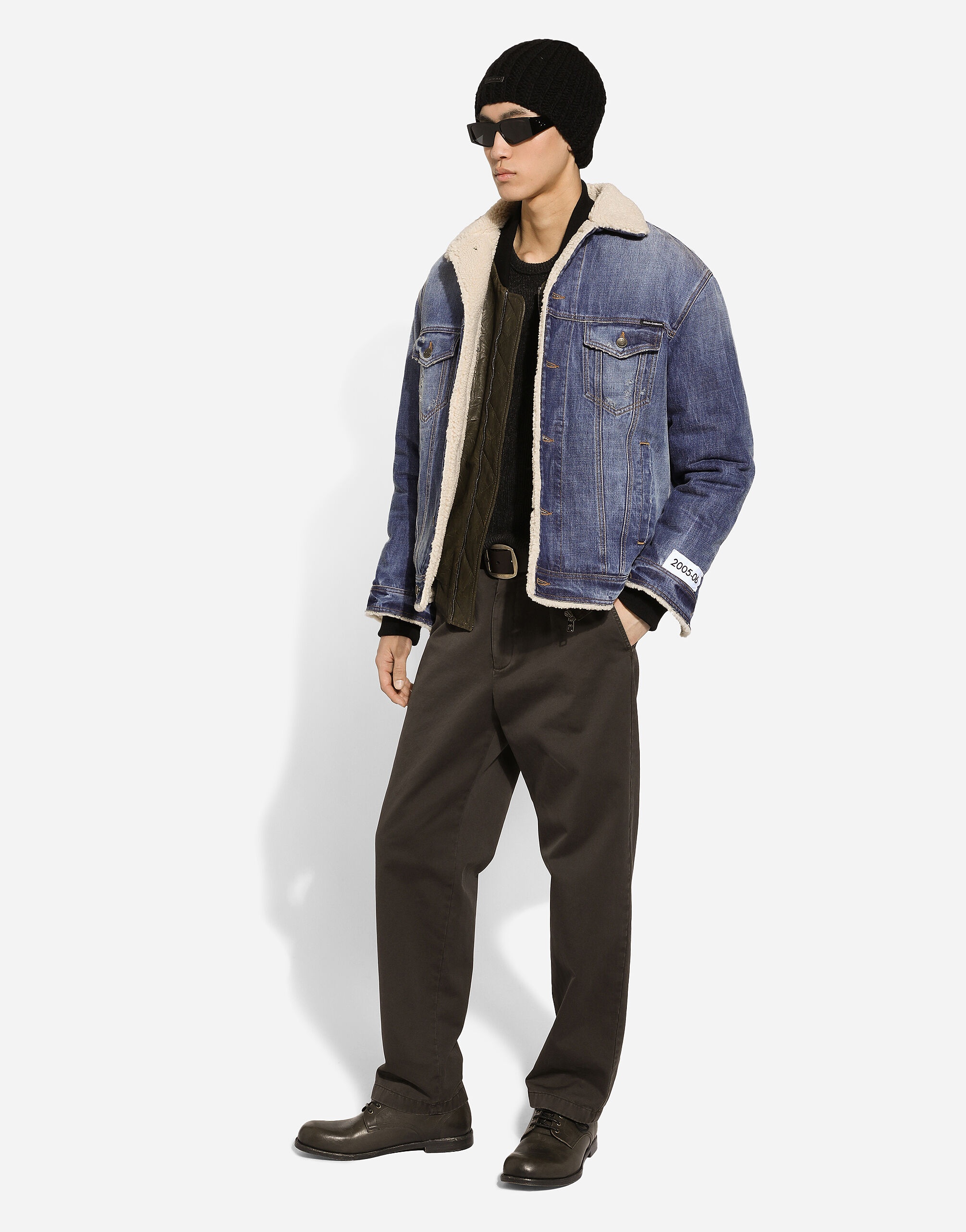 Denim and shearling jacket - 5