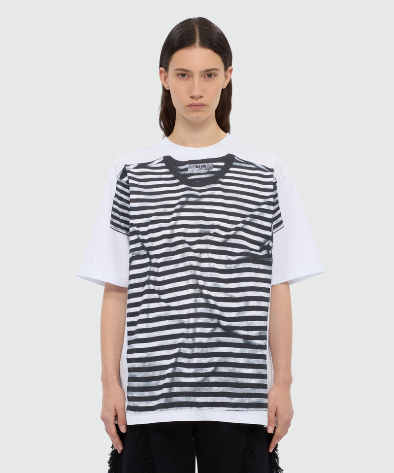 MSGM Jersey T-shirt with striped print. outlook