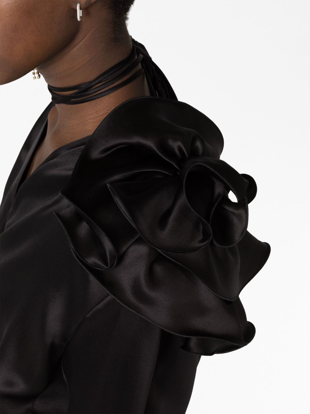detachable floral-appliqué silk blouse - 3