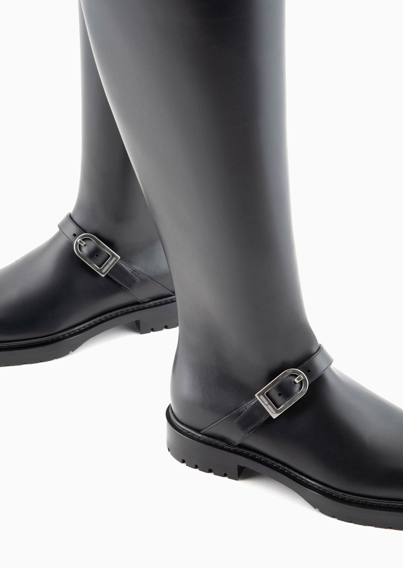 GIORGIO ARMANI Leather boots with a strap outlook
