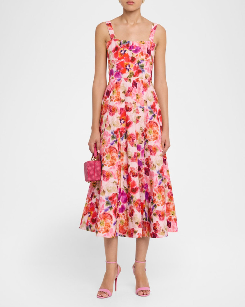 SALONI Sabrina Floral A-Line Midi Dress outlook