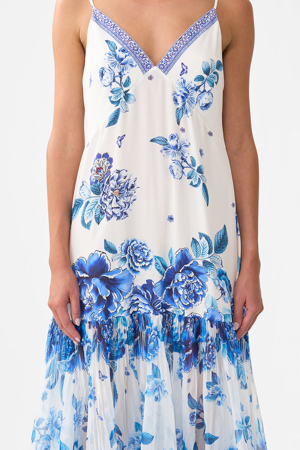 MINIMAL SLIP WITH PLEATED CHIFFON SKIRT - 5