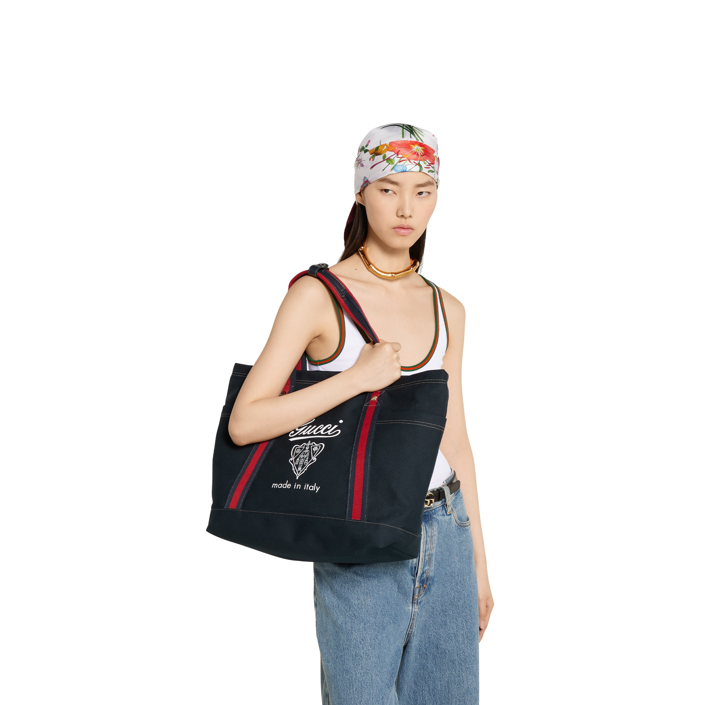 Medium printed canvas bag with Web - 5