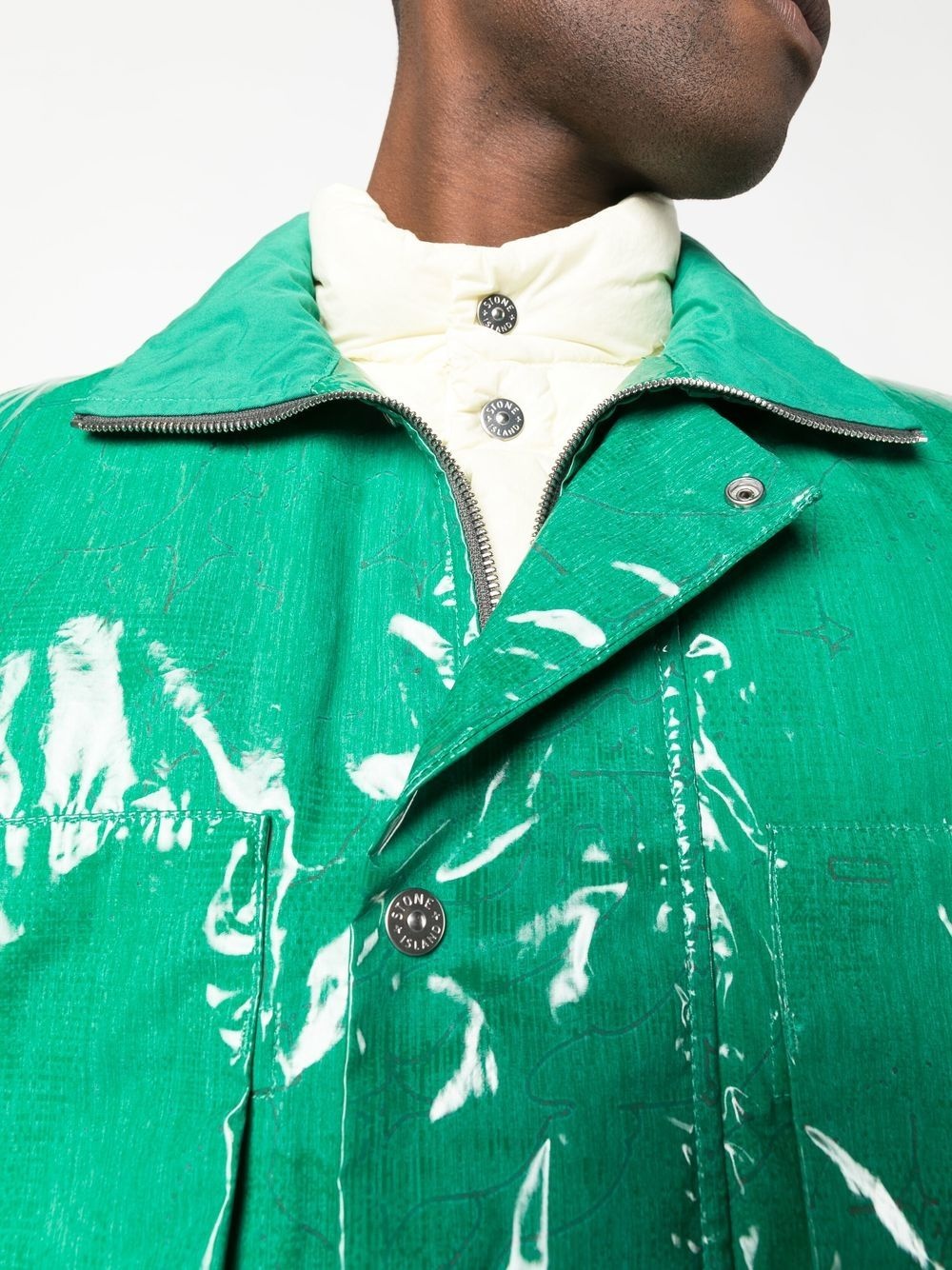 laminated feather-down biker jacket - 5
