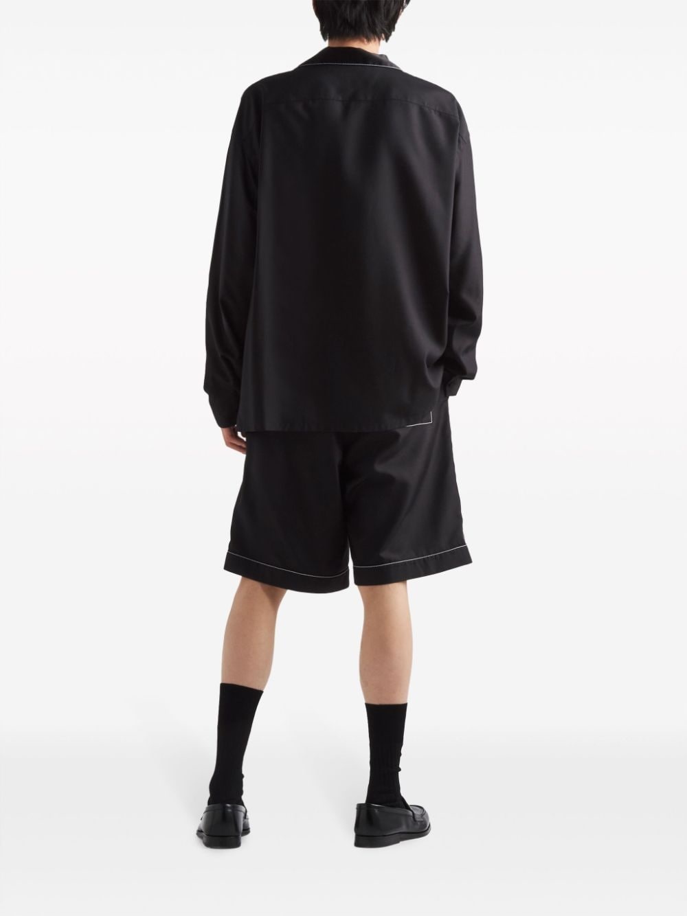 contrasting-trim pyjama silk shirt - 3