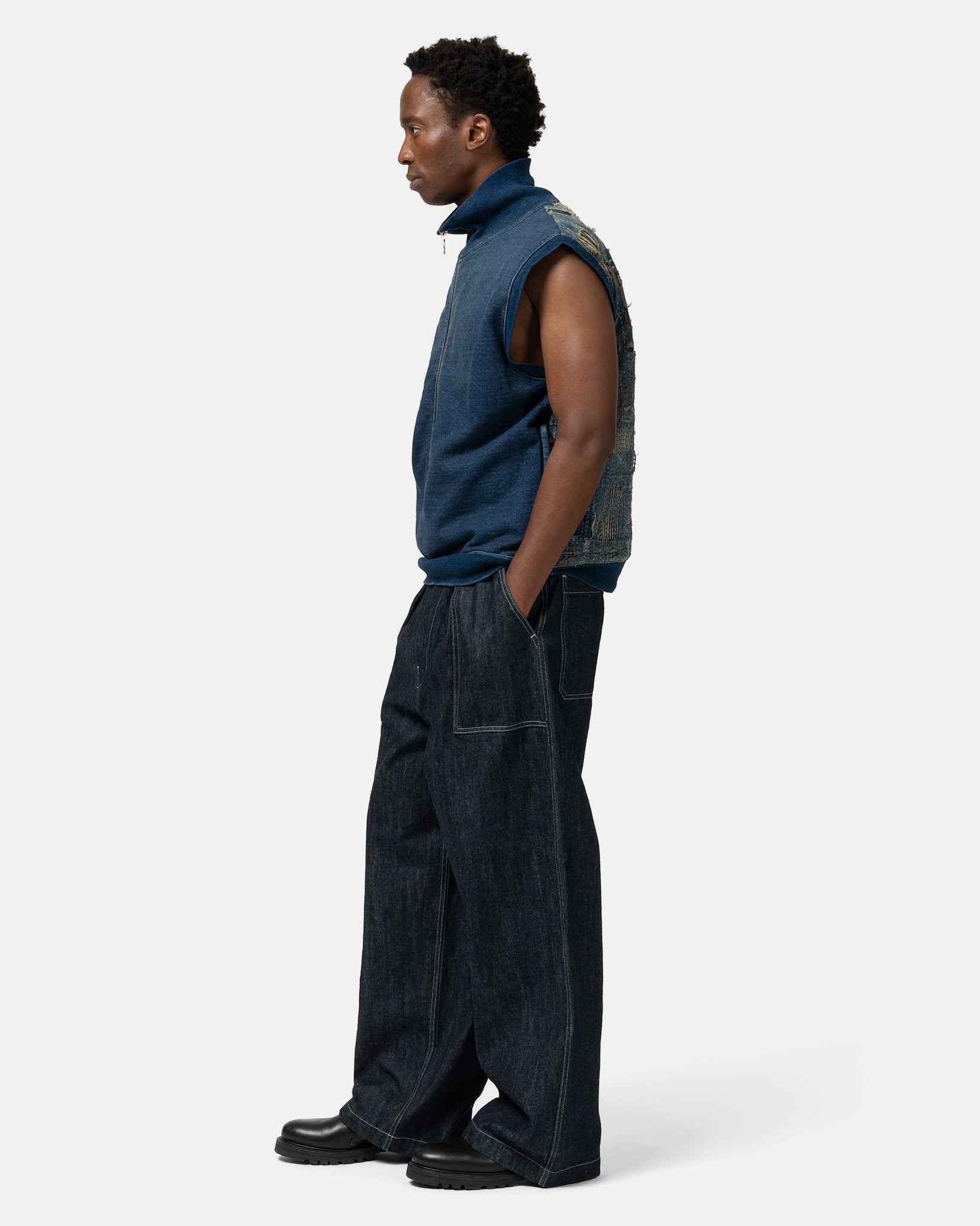 14oz Denim FATIGUE Baggy Pants Indigo - 3