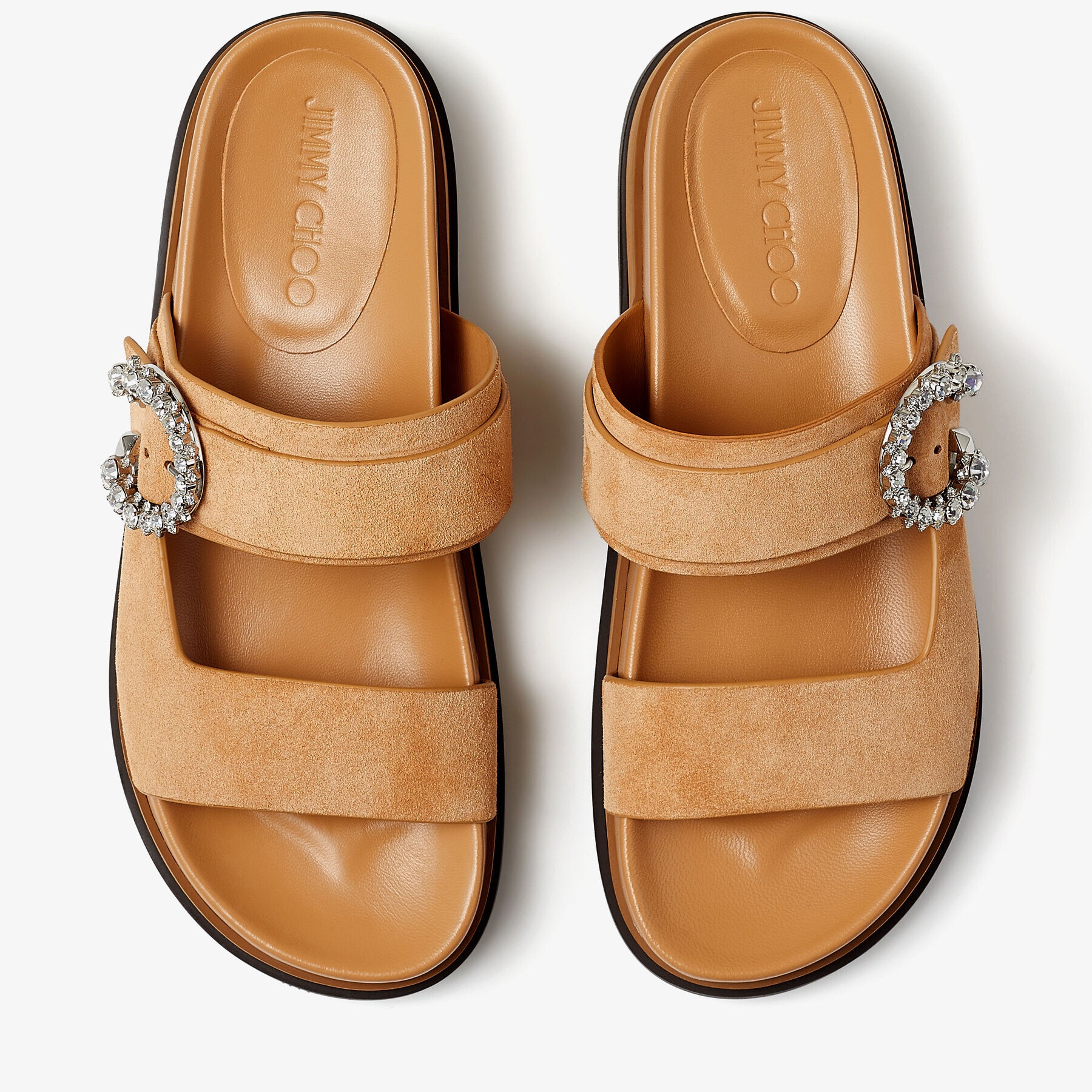 Marga Flat
Caramel Suede Sandals with Crystal Buckle - 5