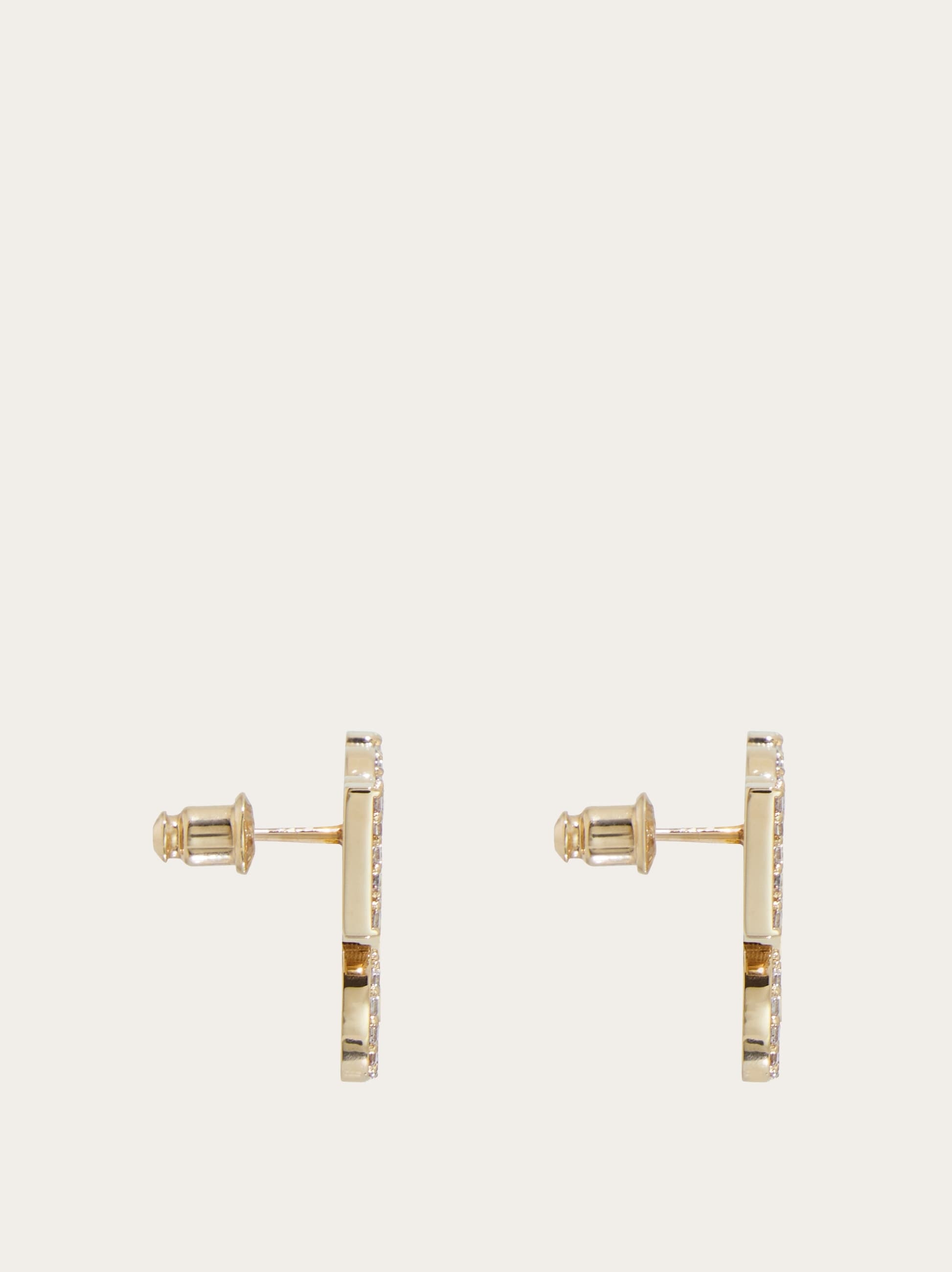 Crystal embellished four Gancini clip on earrings - 3